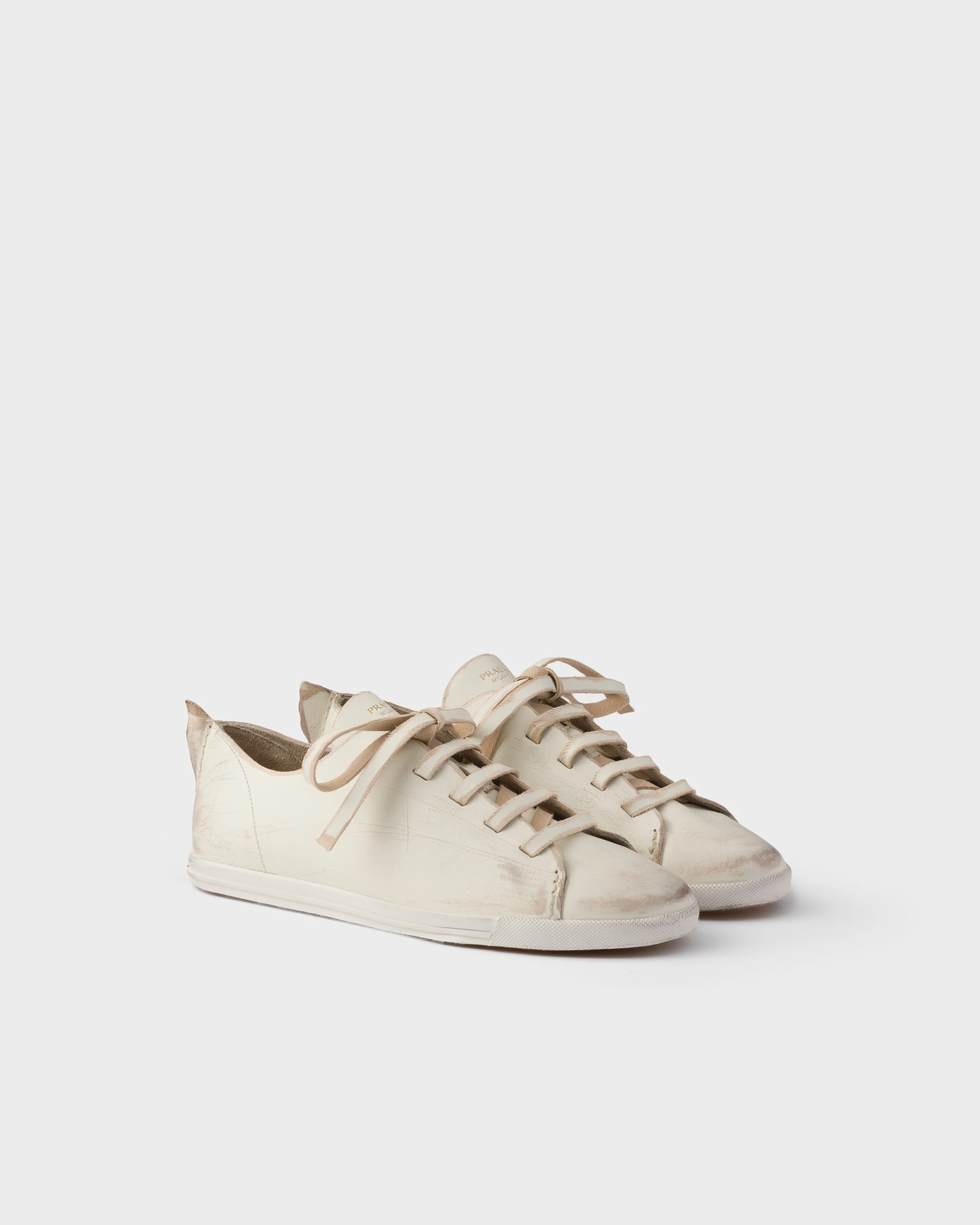Antiqued leather sneakers - 1