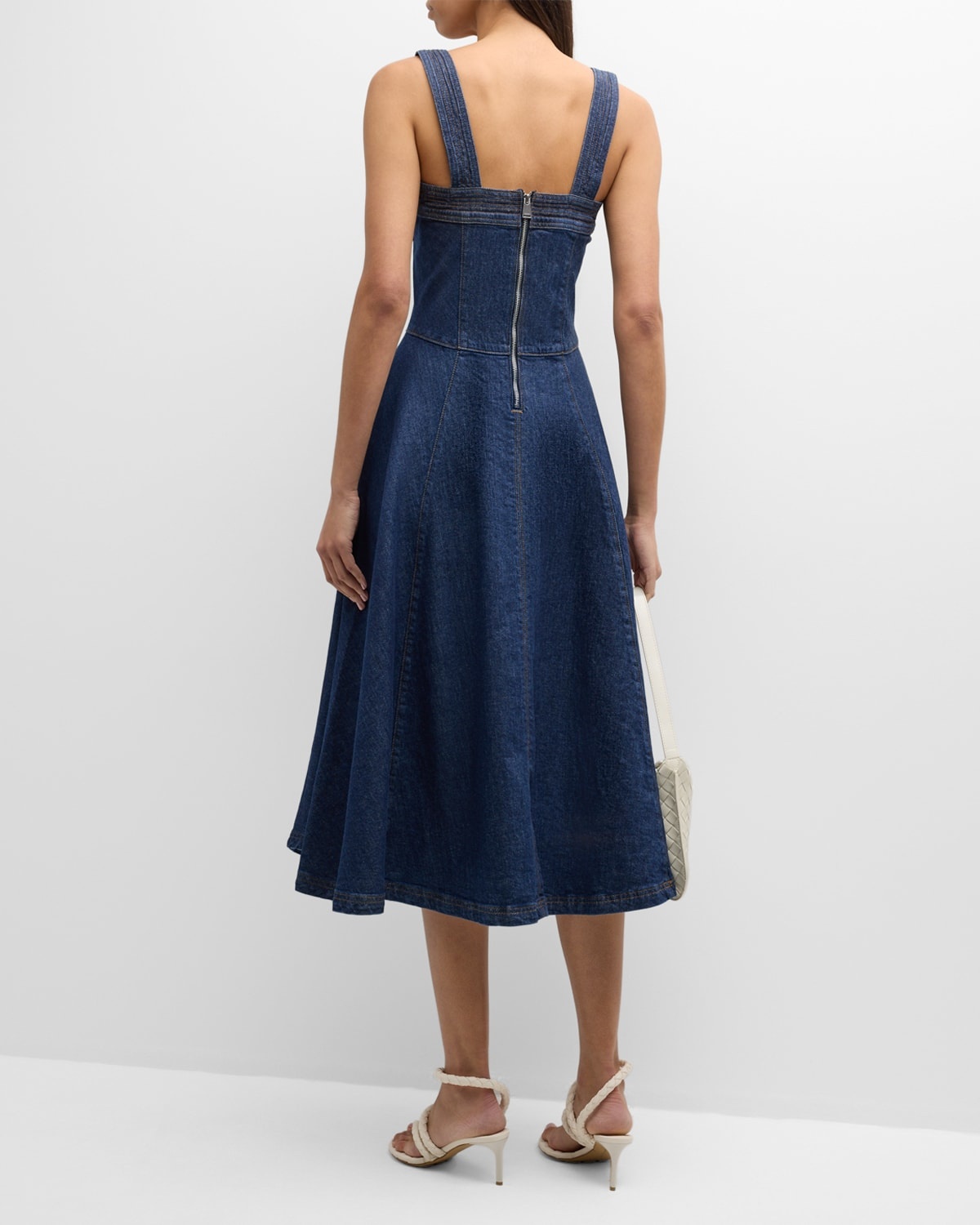 Cici Bustier Denim Pinafore Midi Dress - 4