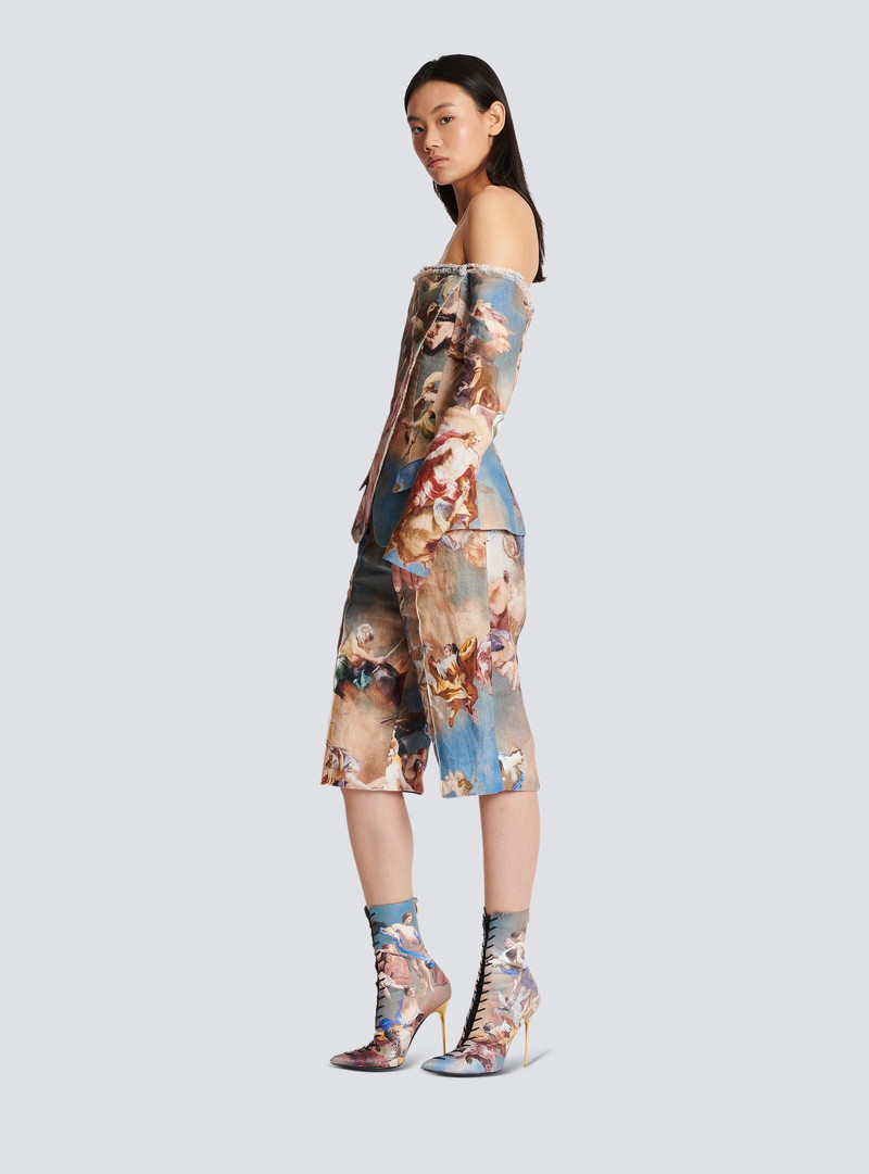 Sky printed off-the-shoulder canvas jacket 3