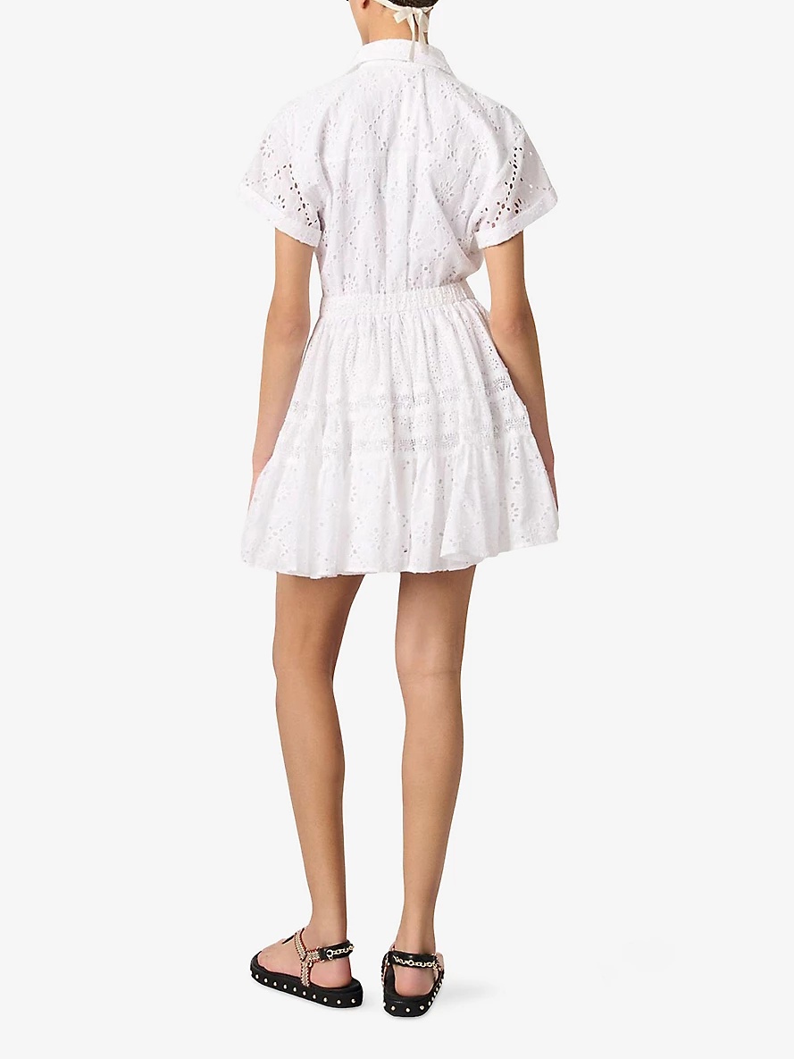 Broderie-Anglaise Ruffled-Hem Cotton Mini Dress - 4