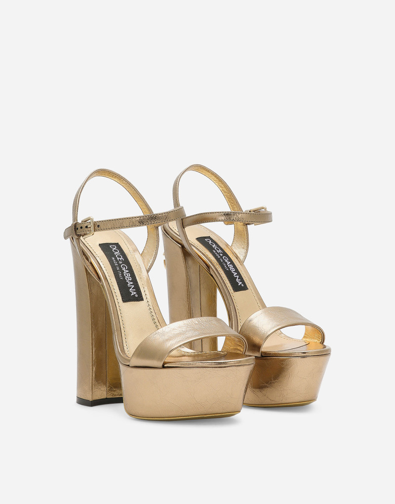 Foiled craquelé calfskin platform sandals 2