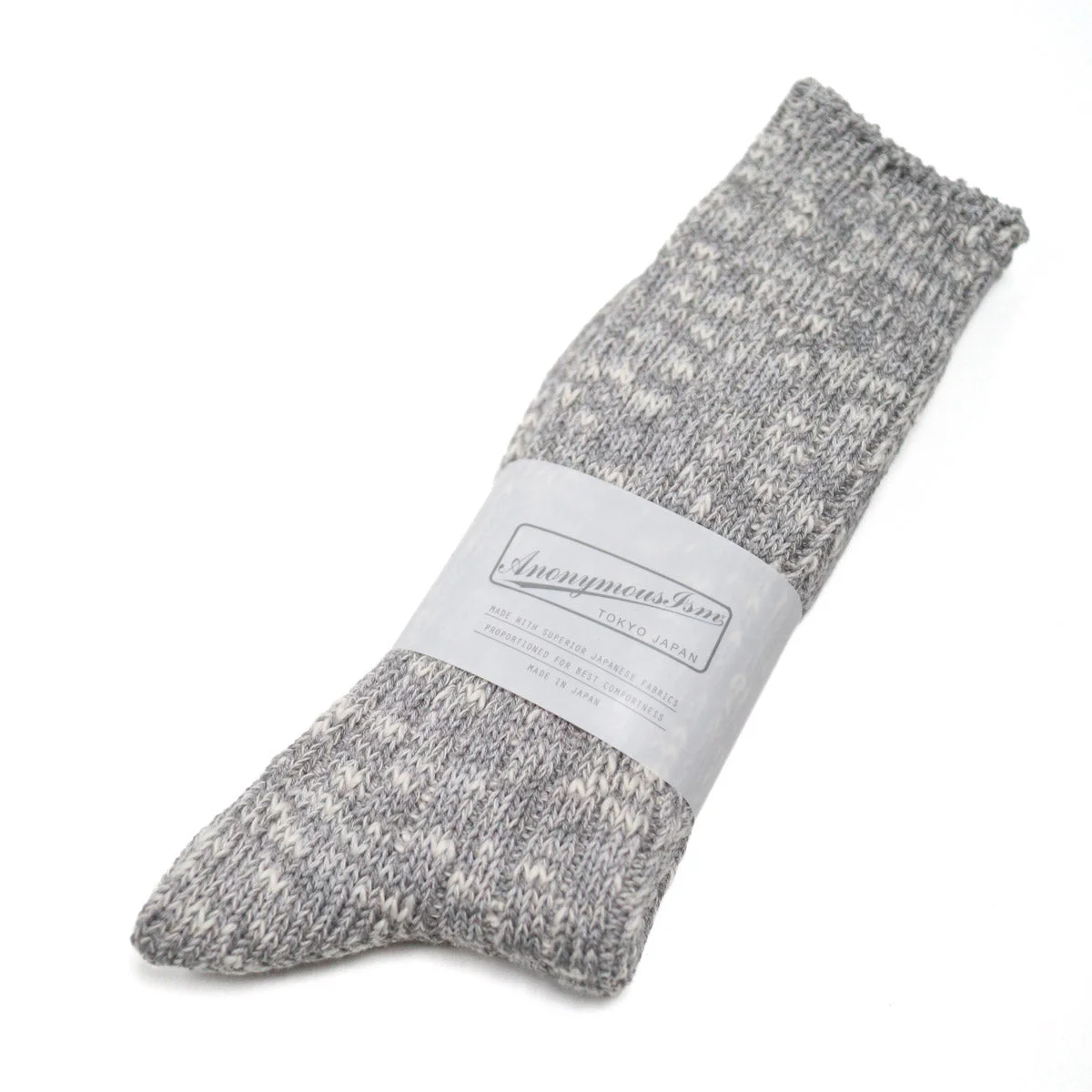 Classic Slub Crew Sock Grey - 1