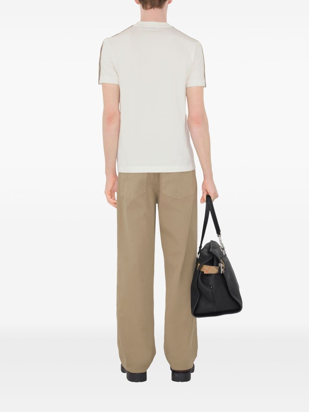 checkered-trim cotton T-shirt - 4