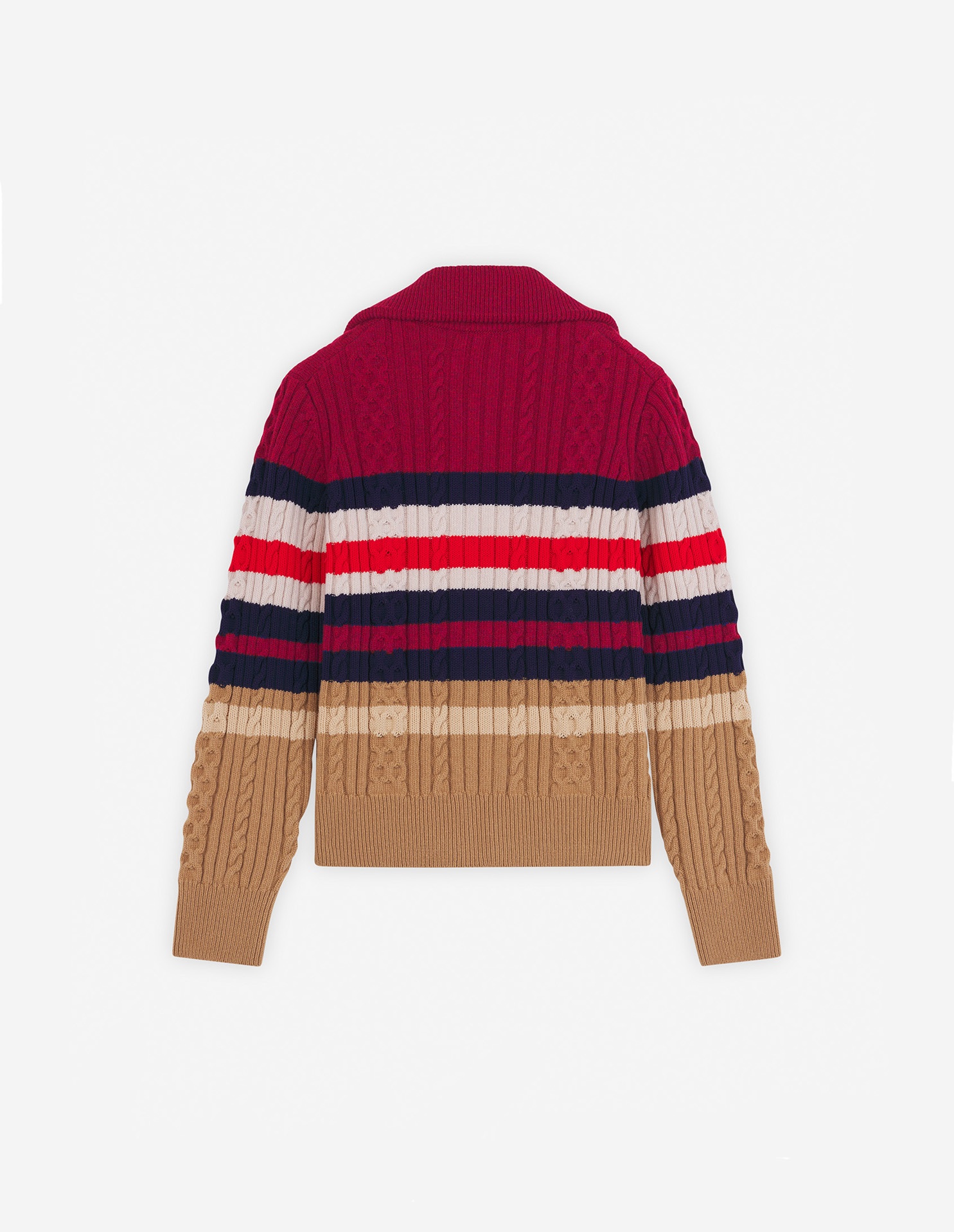STRIPED CABLE ZIPPED CARDIGAN - 6
