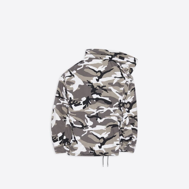 BALENCIAGA Off-shoulder Military Parka in Grey outlook