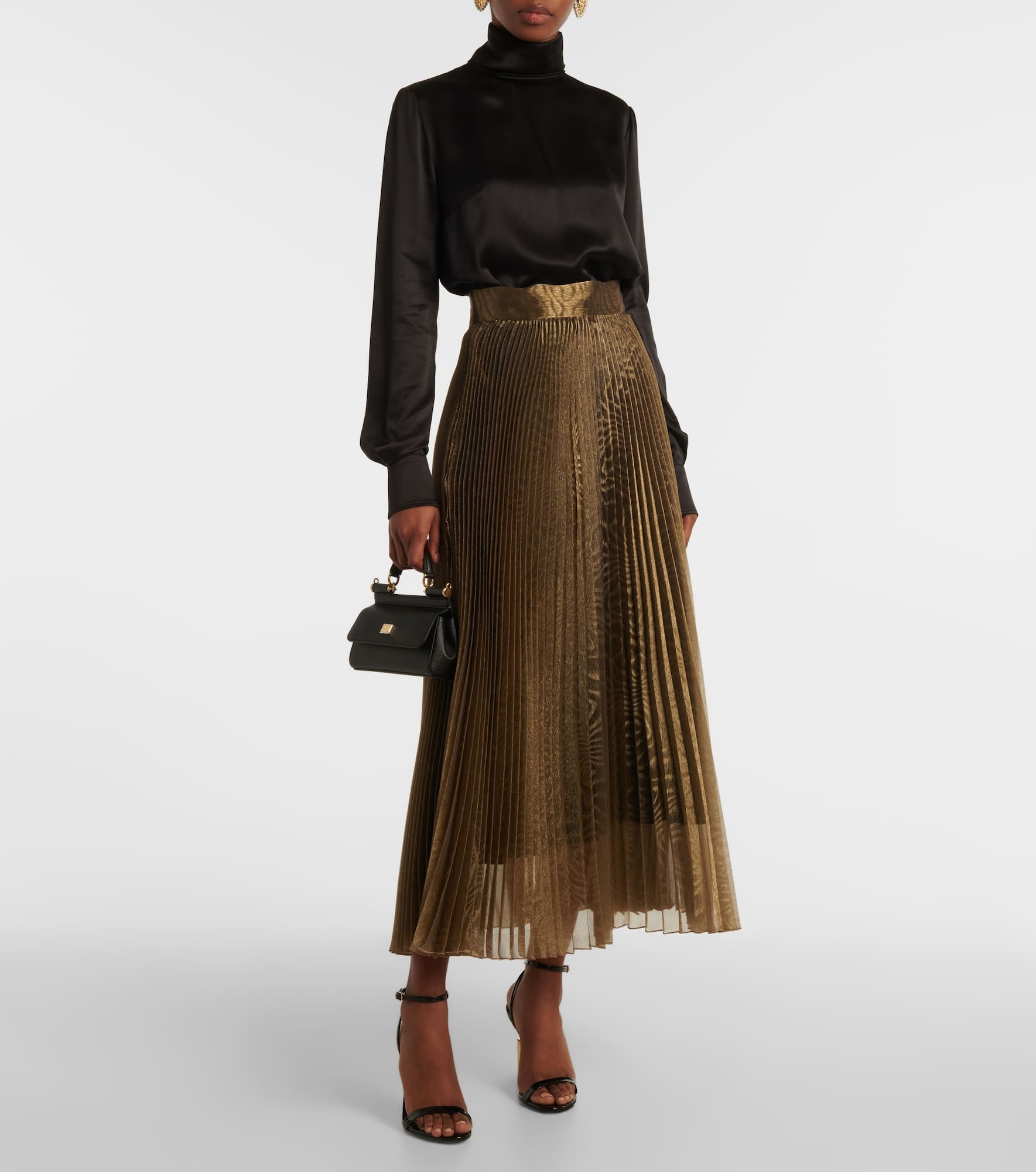 Jacquard plissé midi skirt - 2