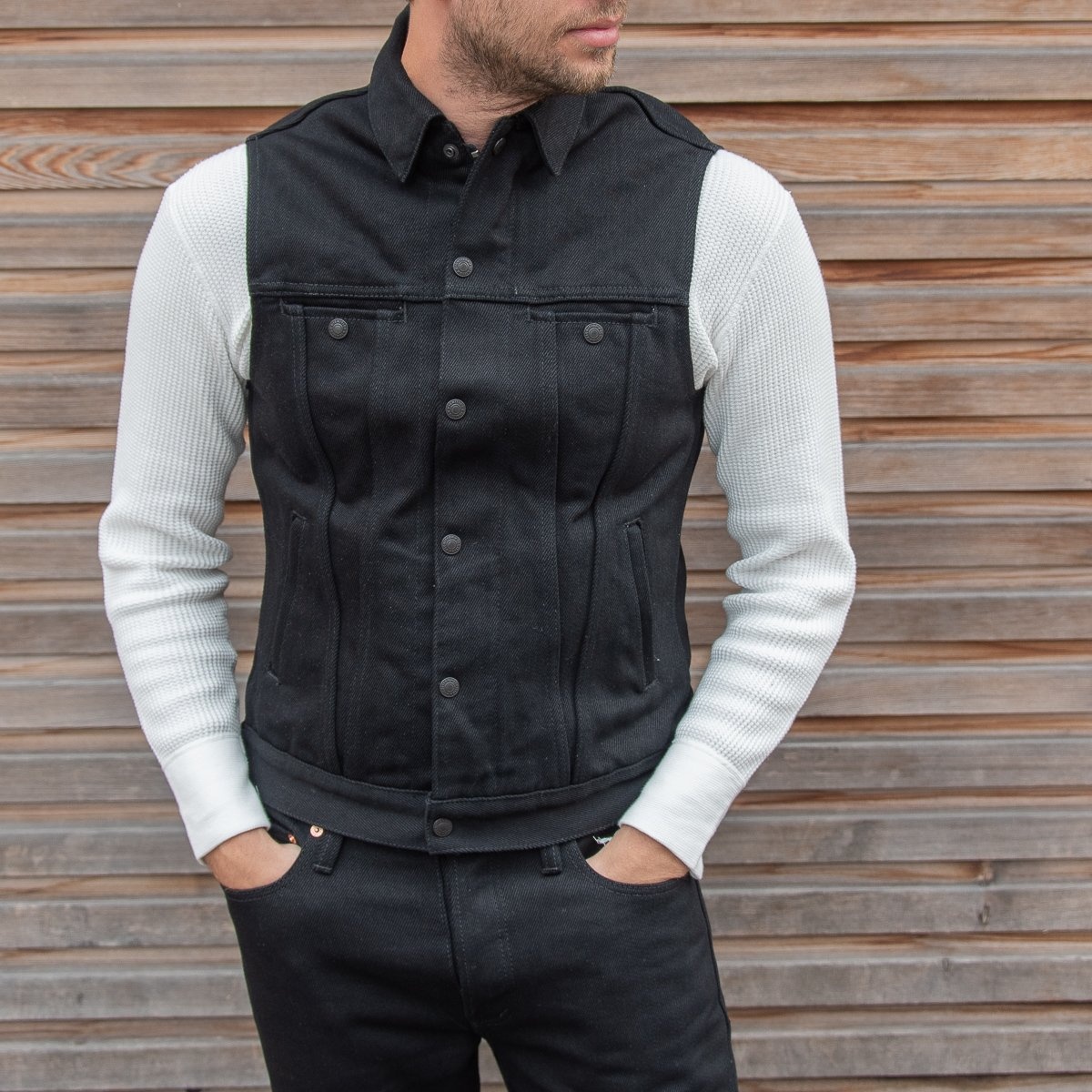 IGW-201B Ignition Works 20oz Denim Tracker Vest - Black - 4
