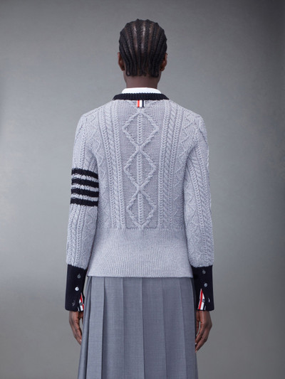 Thom Browne Aran Cable Merino 4-Bar Crew Neck Pullover outlook