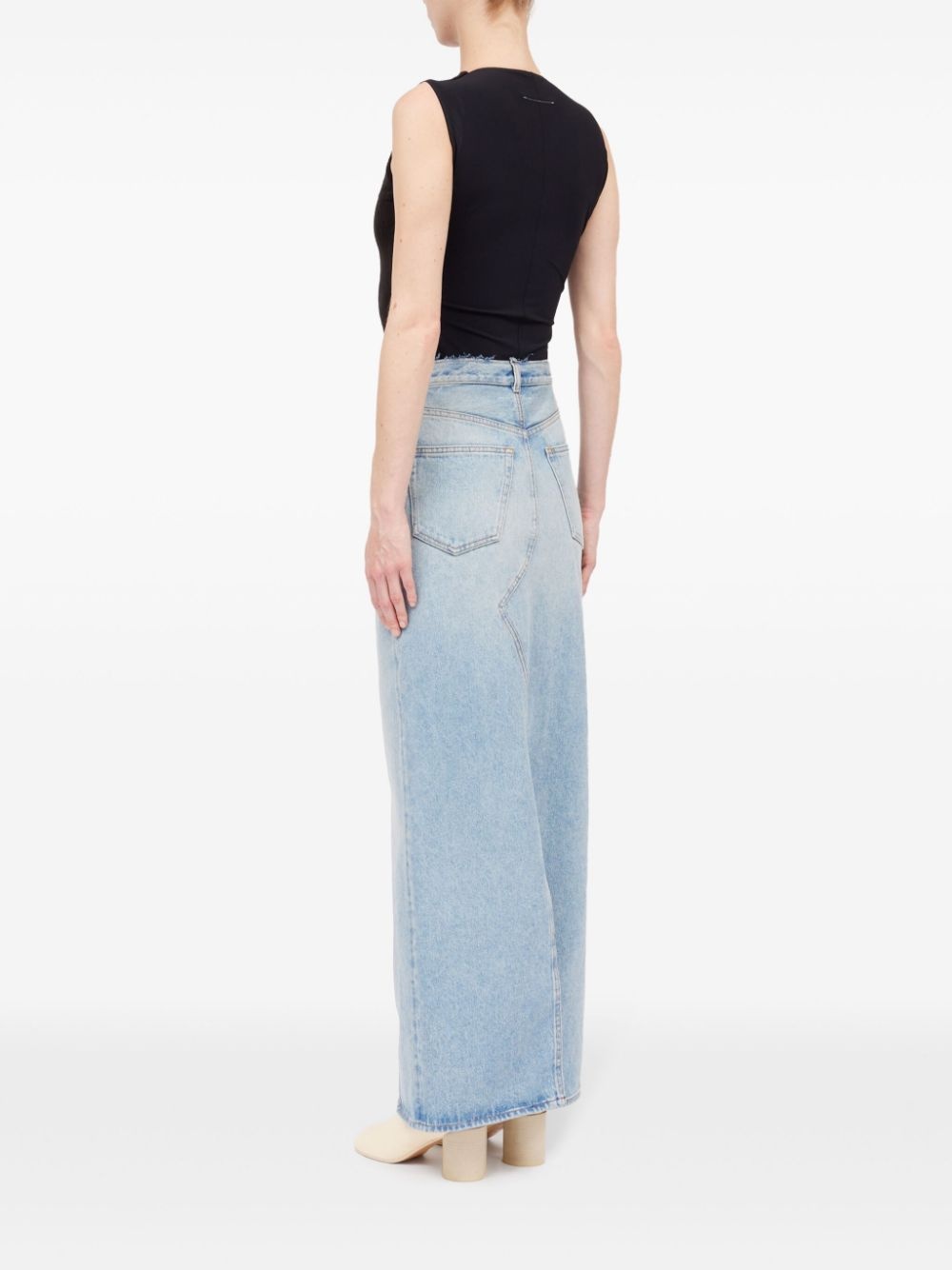 slit denim maxi-skirt - 5