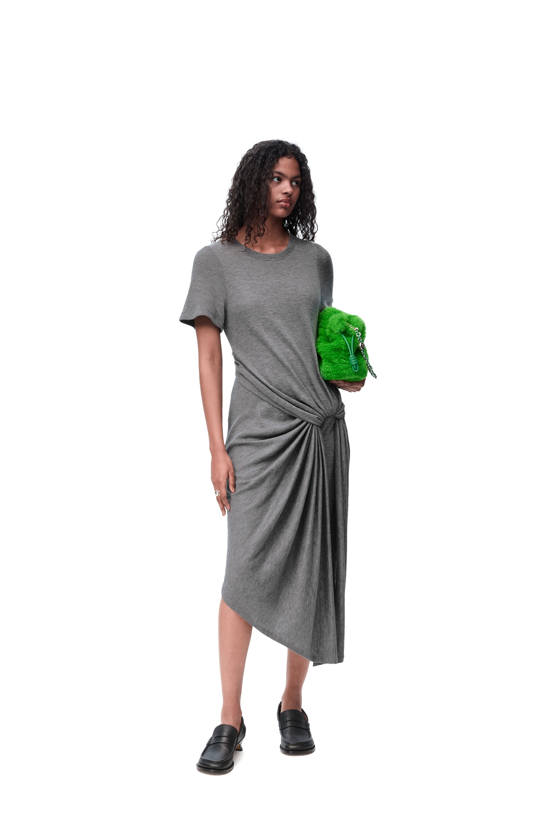 Draped dress in stretch viscose and cashmere - 2