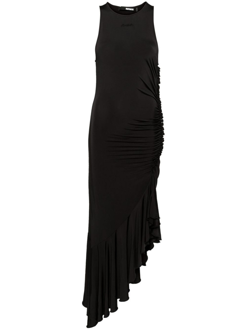 gathered asymmetric midi dress 1