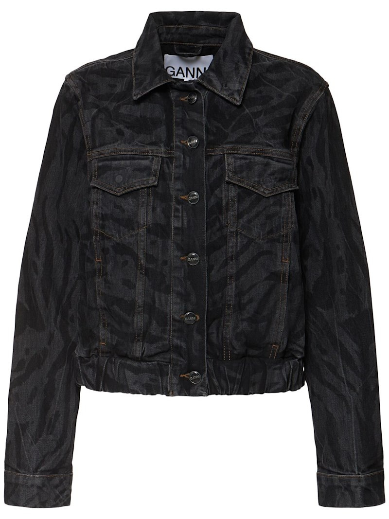 GANNI Lazer デニムボンバージャケット Black Lazer Denim Jacket by GANNI on Sale
