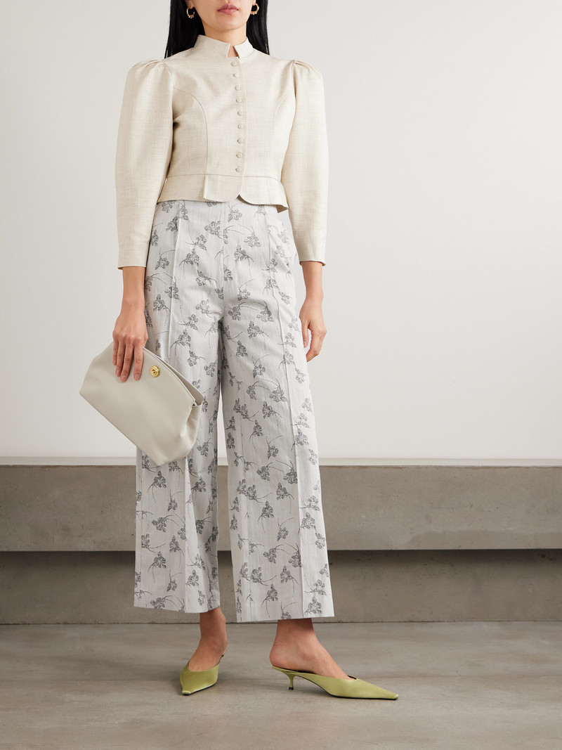 DESTREE Martha Floral Denim-jacquard Wide-leg Pants outlook