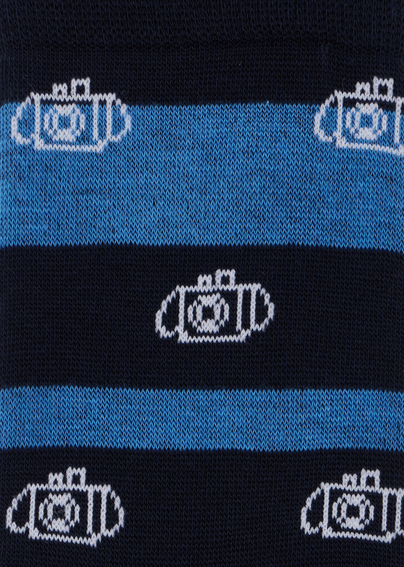 Women's Navy Stripe Camera Socks 3