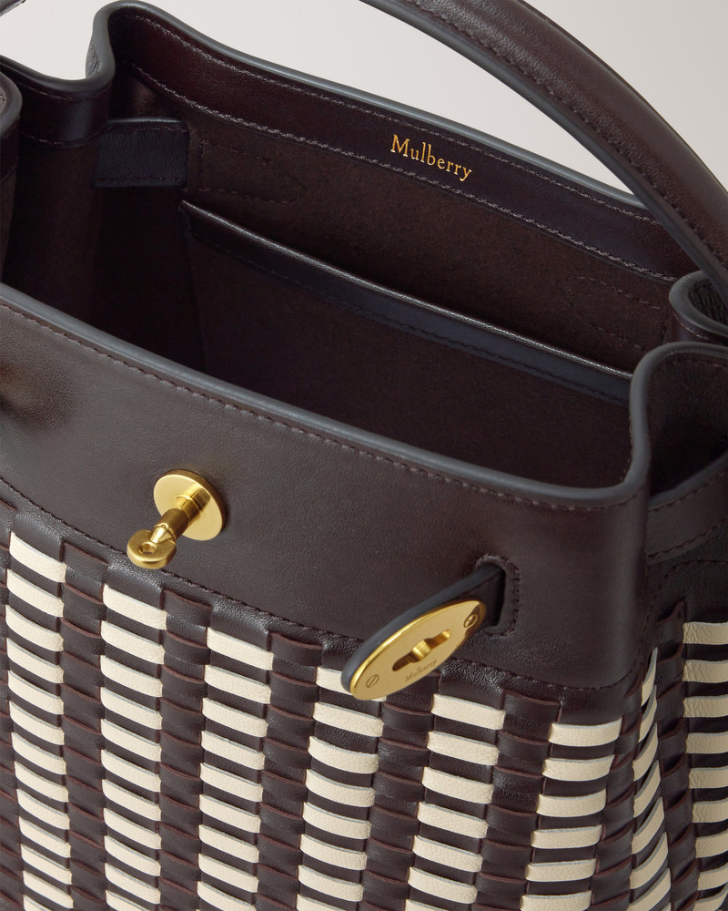 Islington Bucket Ebony & Eggshell Woven Leather 5