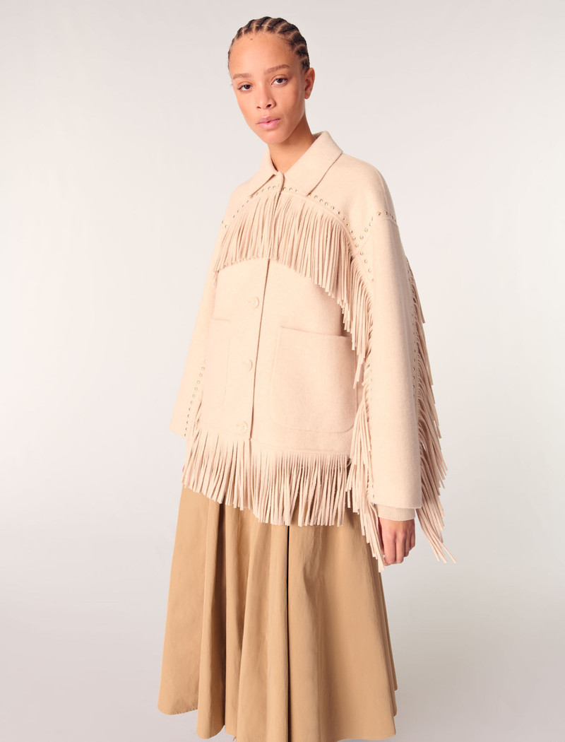 Double-breasted fringed coat 5