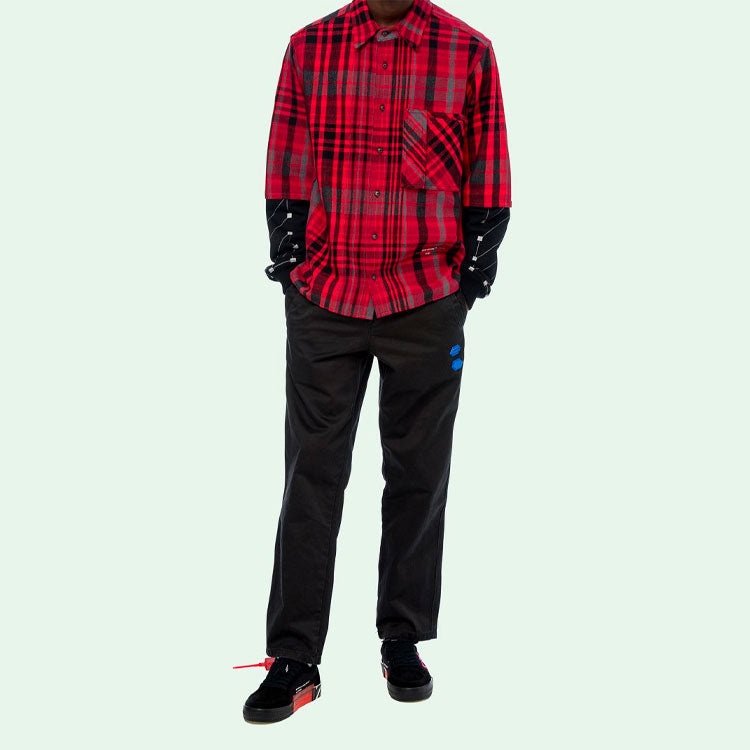 Off-White Off-White Jersey Sleeve Checked Shirt 'Red Black
