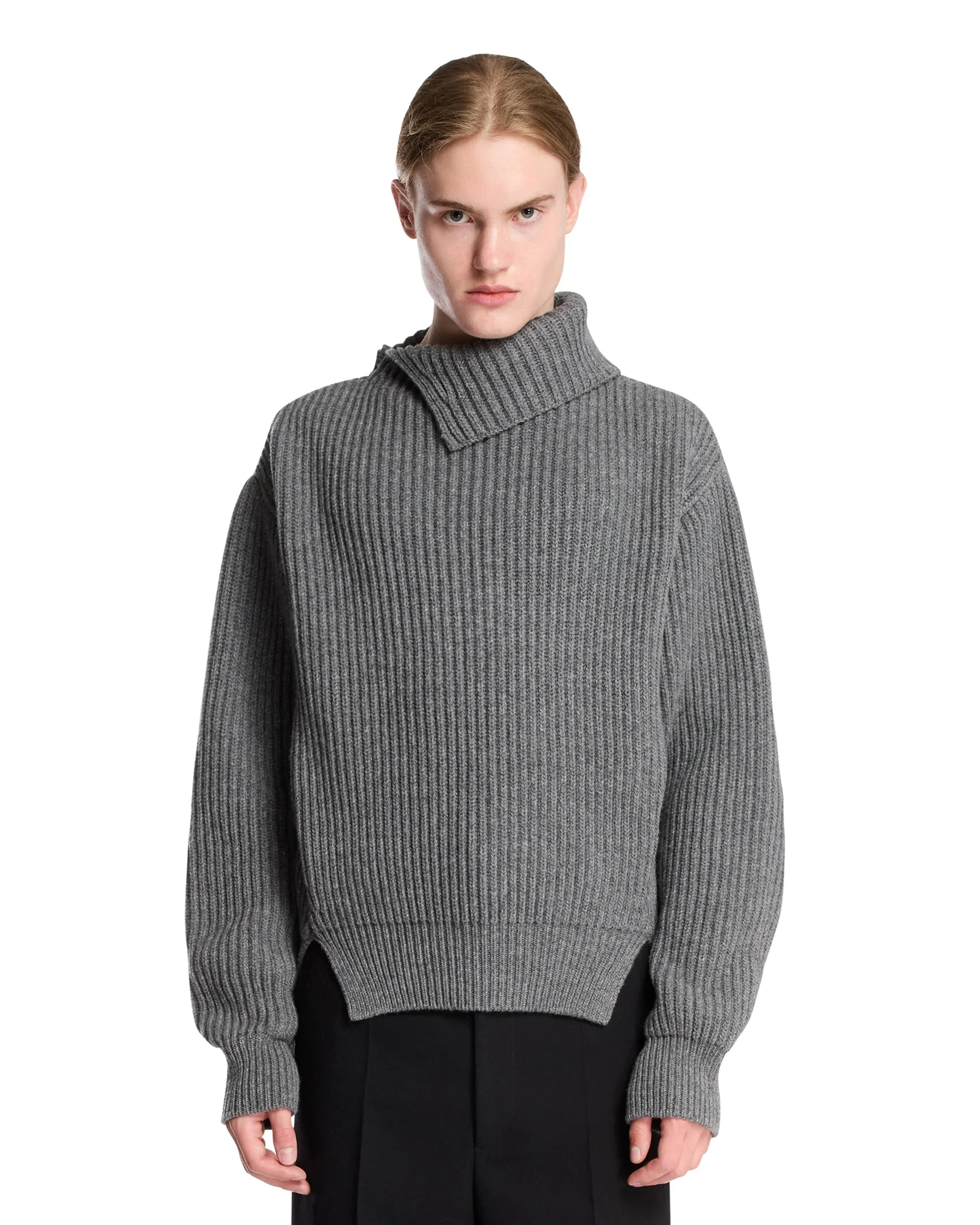 Gray Wool Turtleneck Sweater - 1