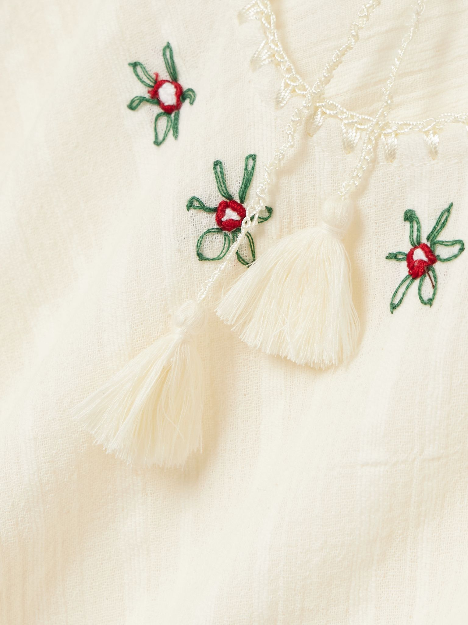 Annalisa crochet-trimmed embroidered cotton-seersucker top Cream - 4