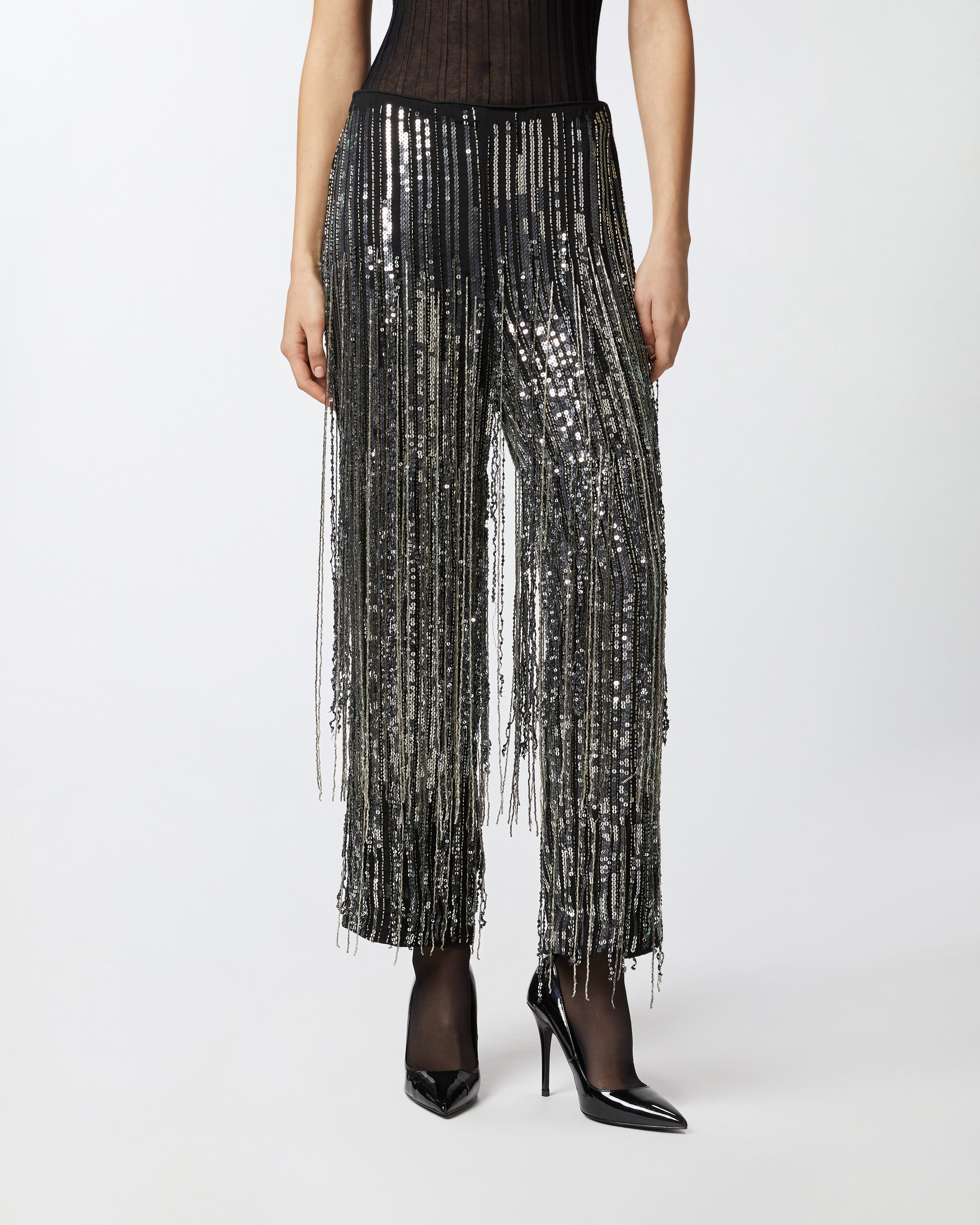 ELEGANT TROUSERS WITH FRINGING AND SEQUINS - 3