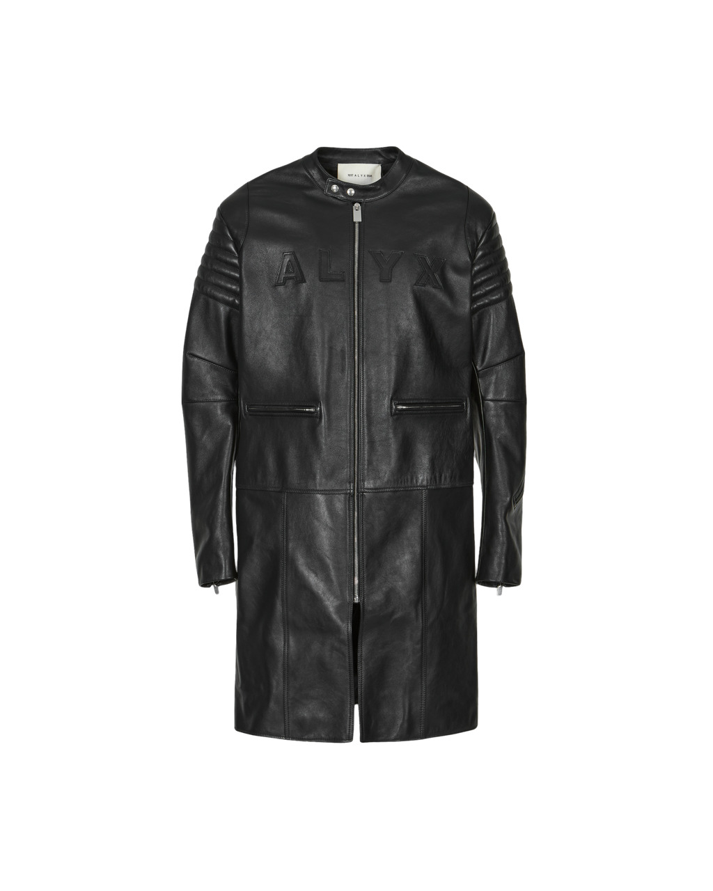 LONG LEATHER MOTO COAT - 1