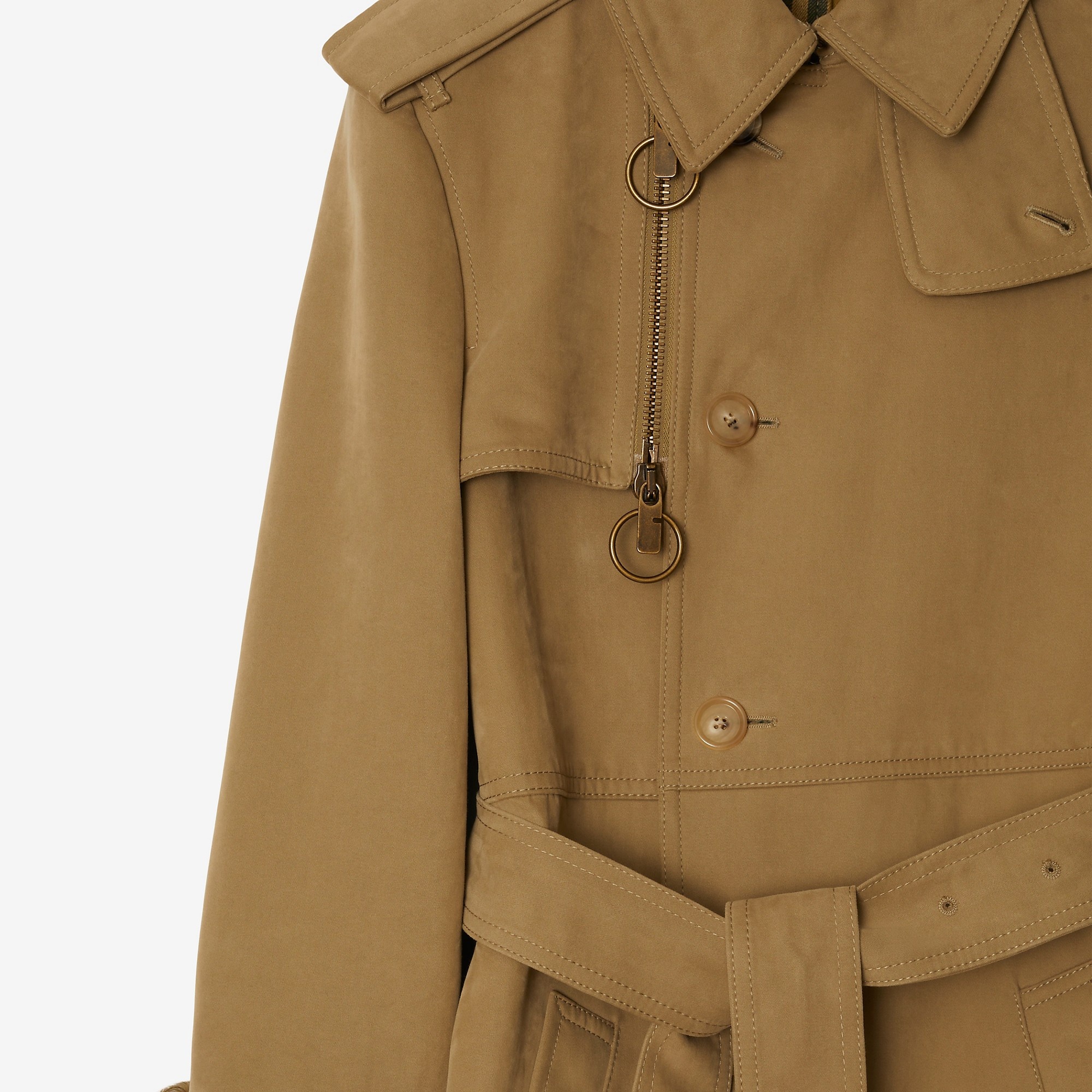 Long Cotton Nylon Trench Coat - 6