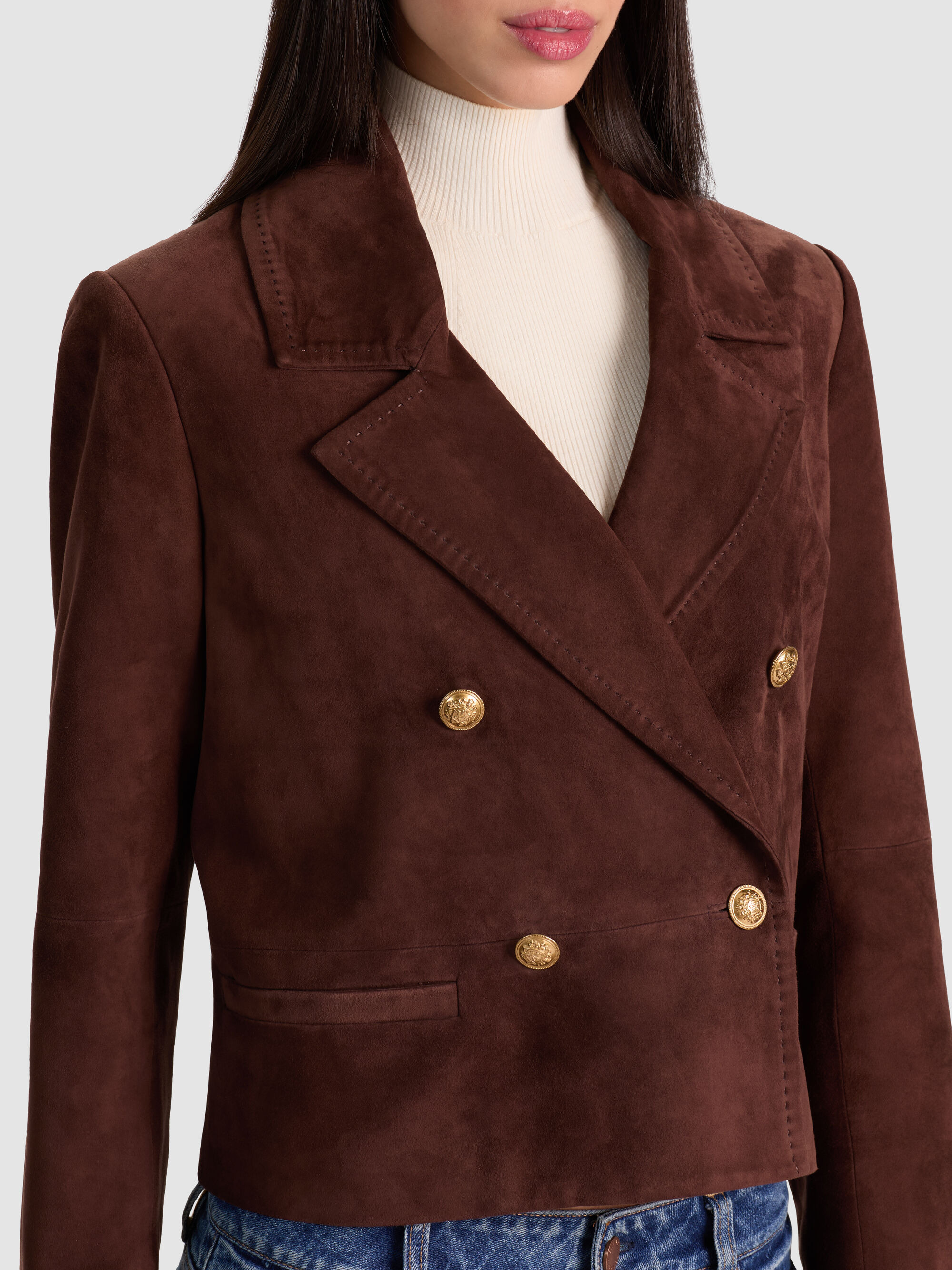 AVERY SUEDE DOUBLE BREASTED BLAZER - 5