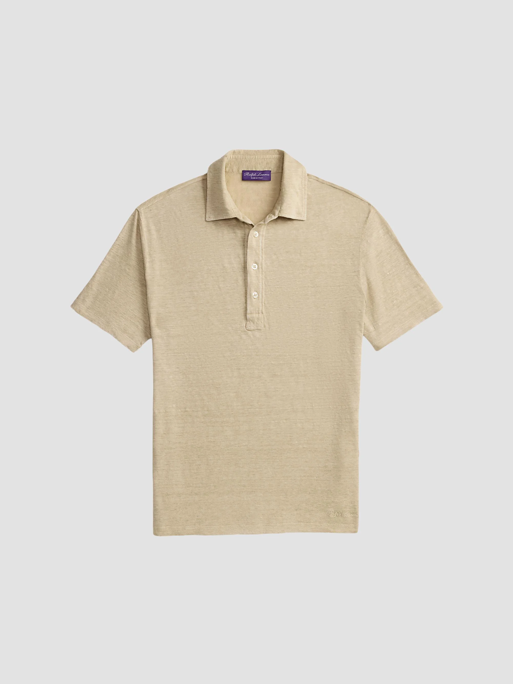 Men's Linen-Jersey Short-Sleeve Polo Shirt - Champagne - 1