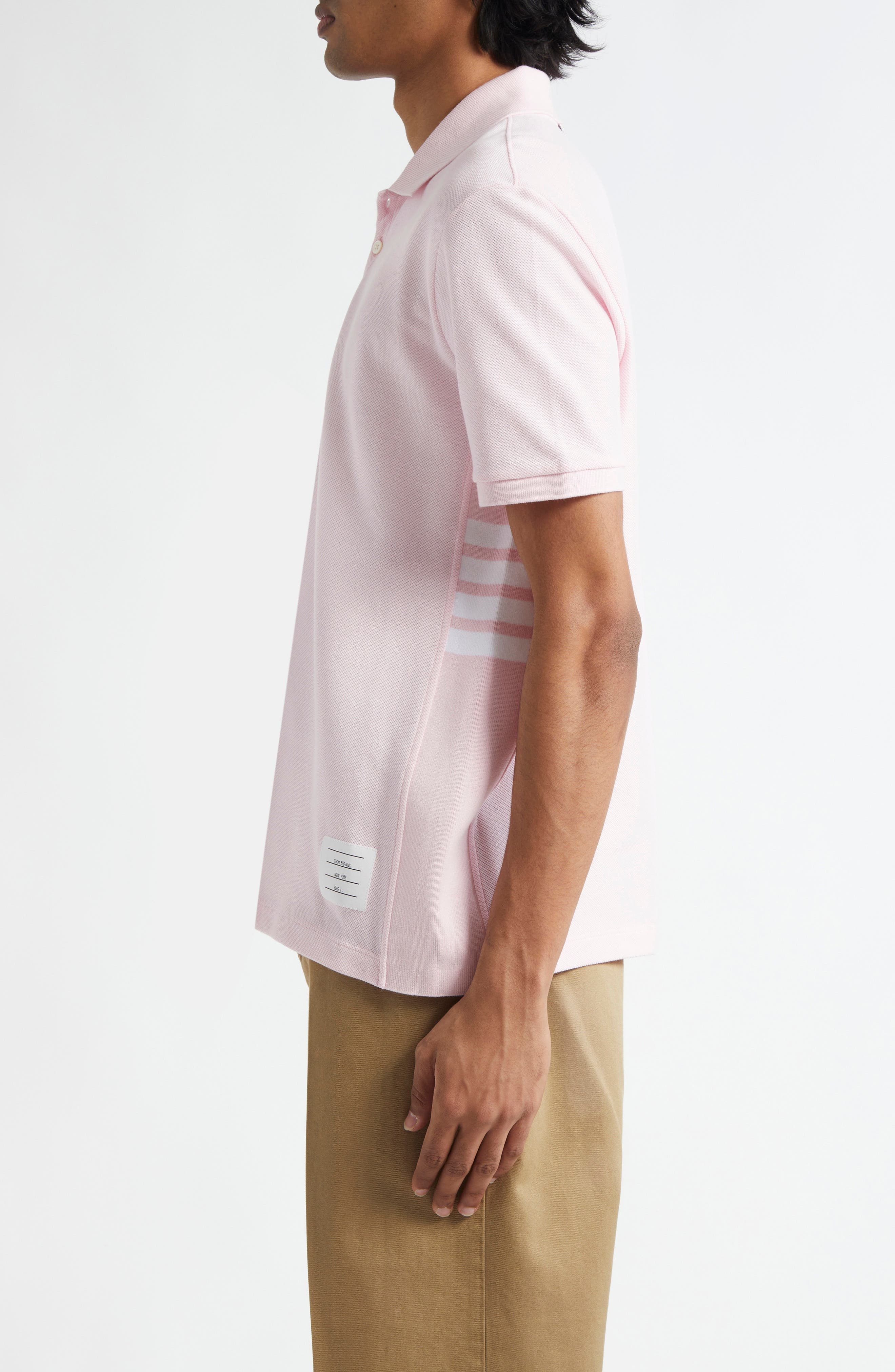 Thom Browne 4-Bar Cotton Piqué Polo in Light Pink at Nordstrom - 4