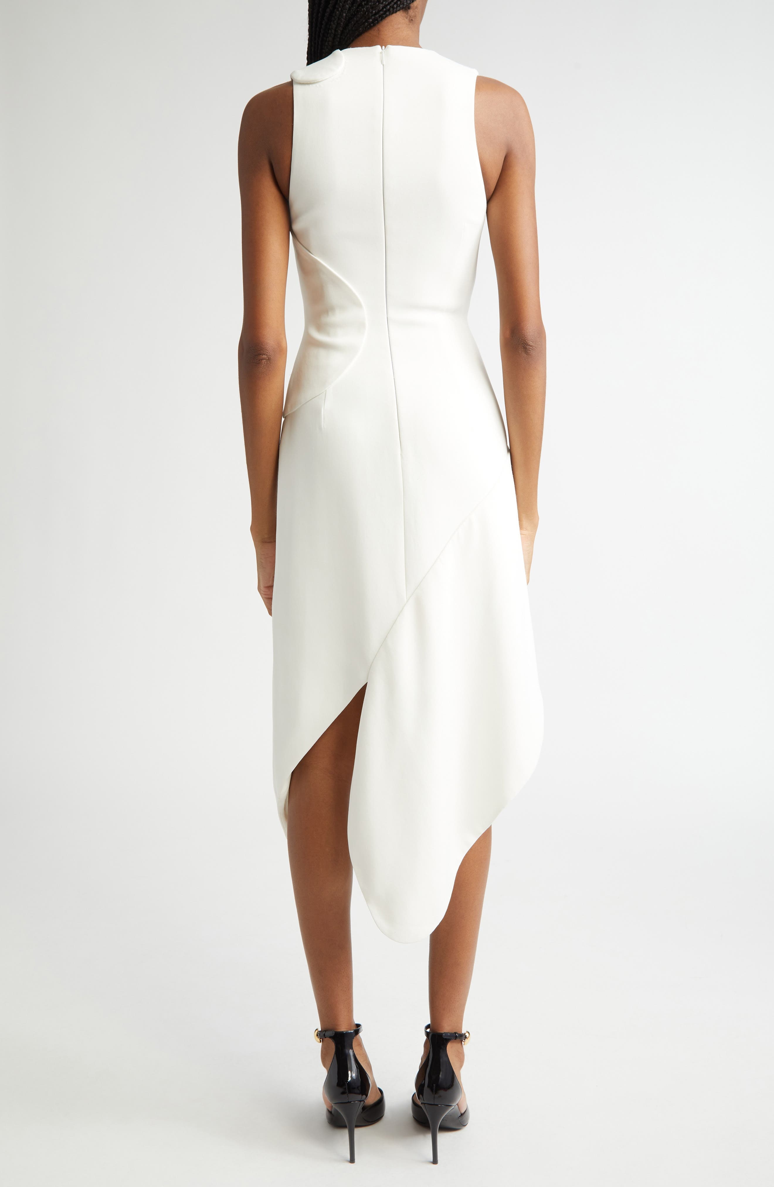 FERRAGAMO Asymmetric Sleeveless Stretch Crepe Dress in Mascarpone at Nordstrom - 2