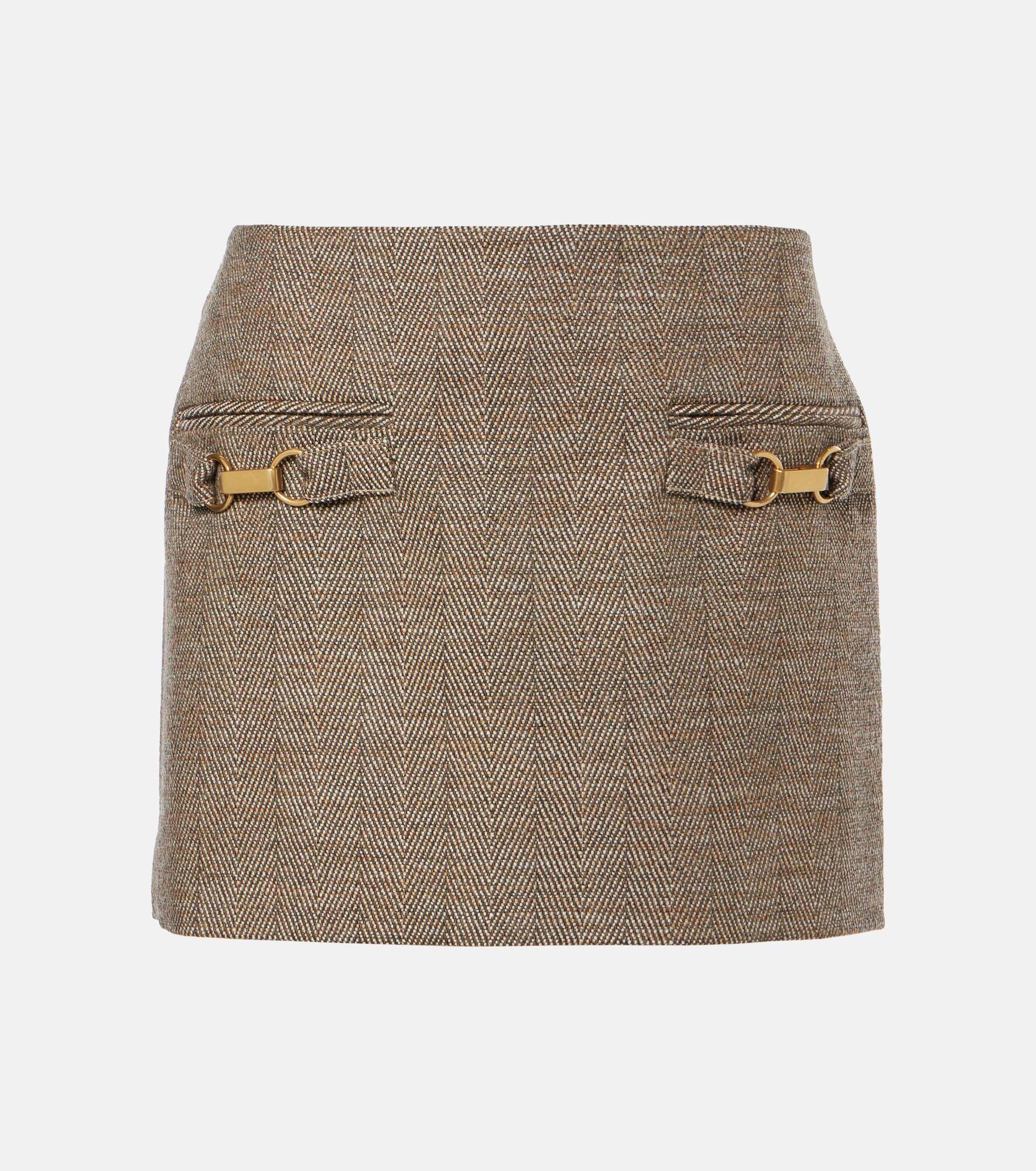 Herringbone wool-blend miniskirt - 1