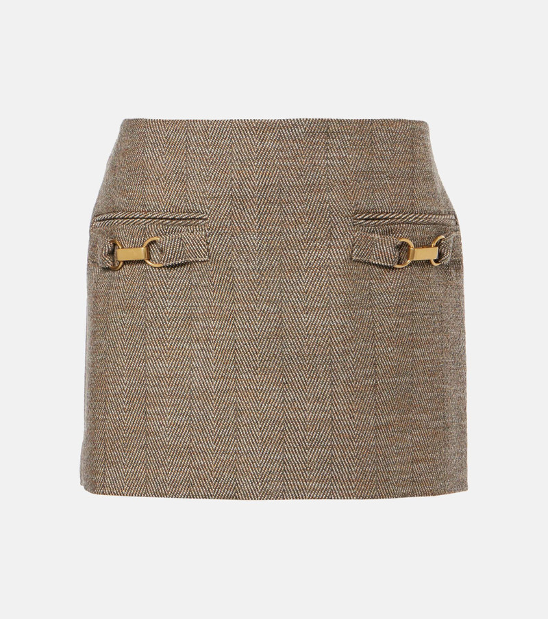 Herringbone wool-blend miniskirt - 1
