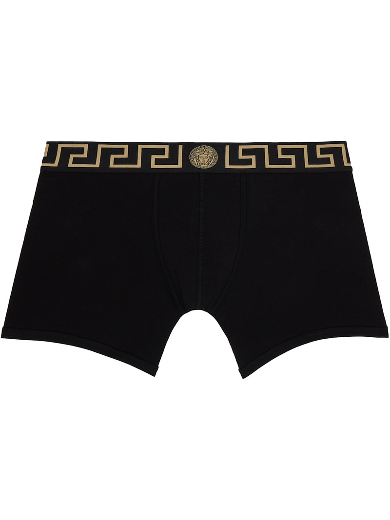 VERSACE Two-Pack Black & Gray Greca Border Long Boxer Briefs outlook