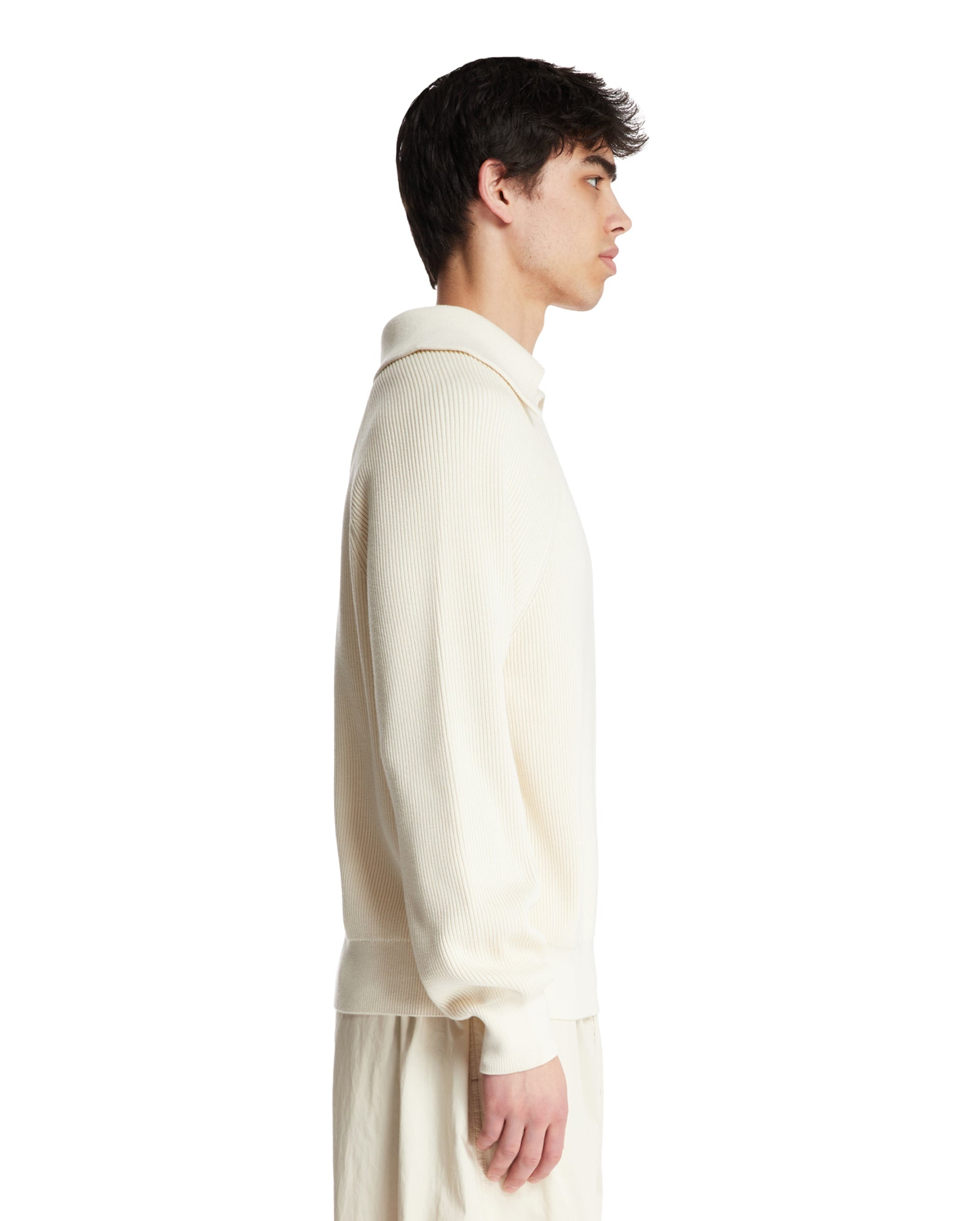 White Cotton Blend Sweater - 5