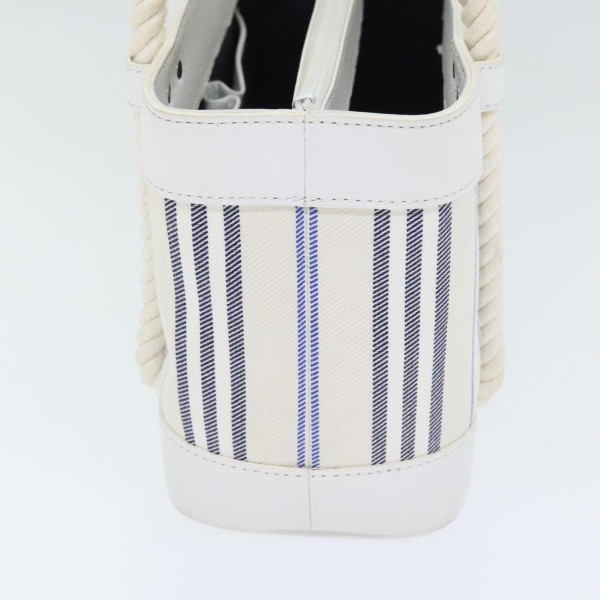 Burberry Hand Bag Canvas White Navy Silver - 3