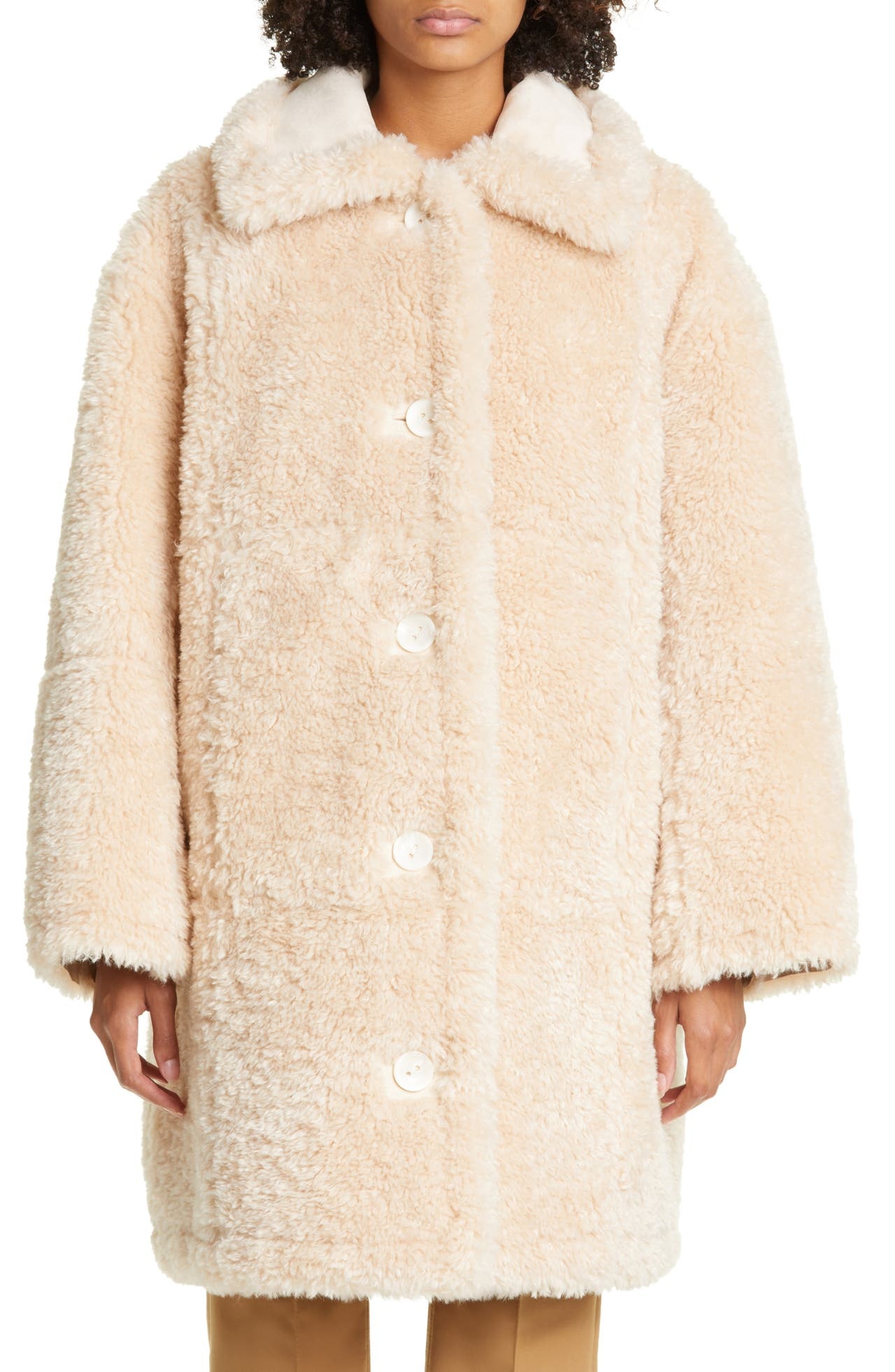 Stand Studio Samira Reversible Faux Shearling Coat in Sand at Nordstrom - 1