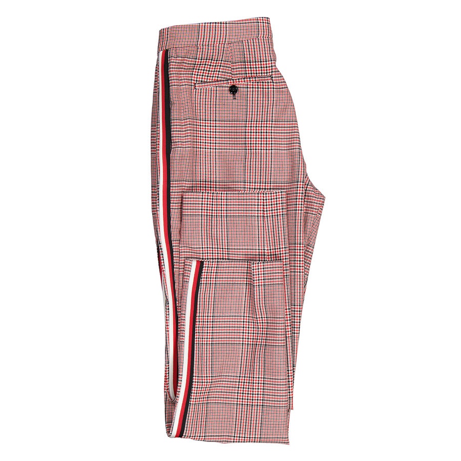 Burberry Ladies Side Stripe Houndstooth Check Wool Tailored Trousers - 7