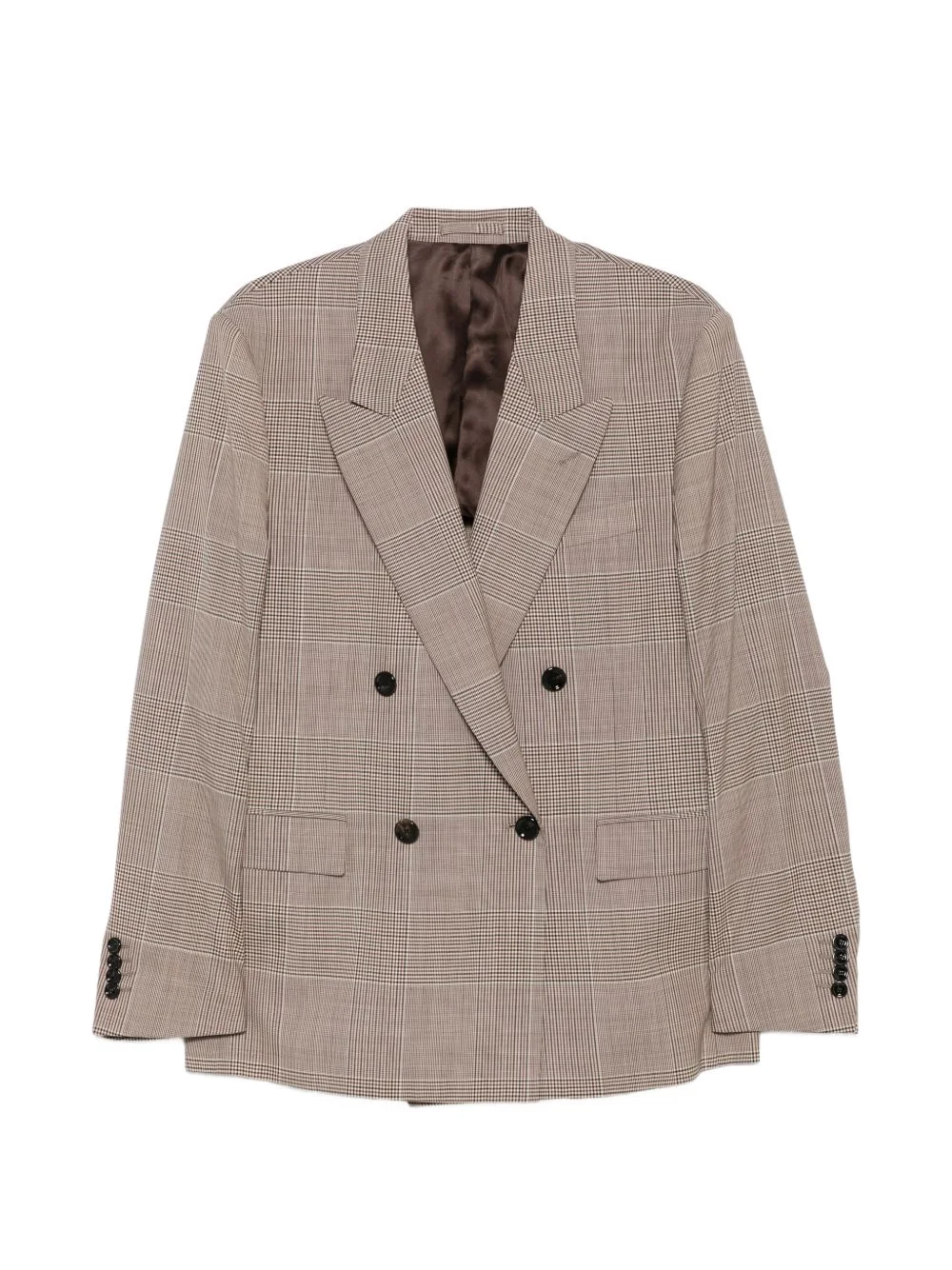 double-breasted check-pattern blazer - 1