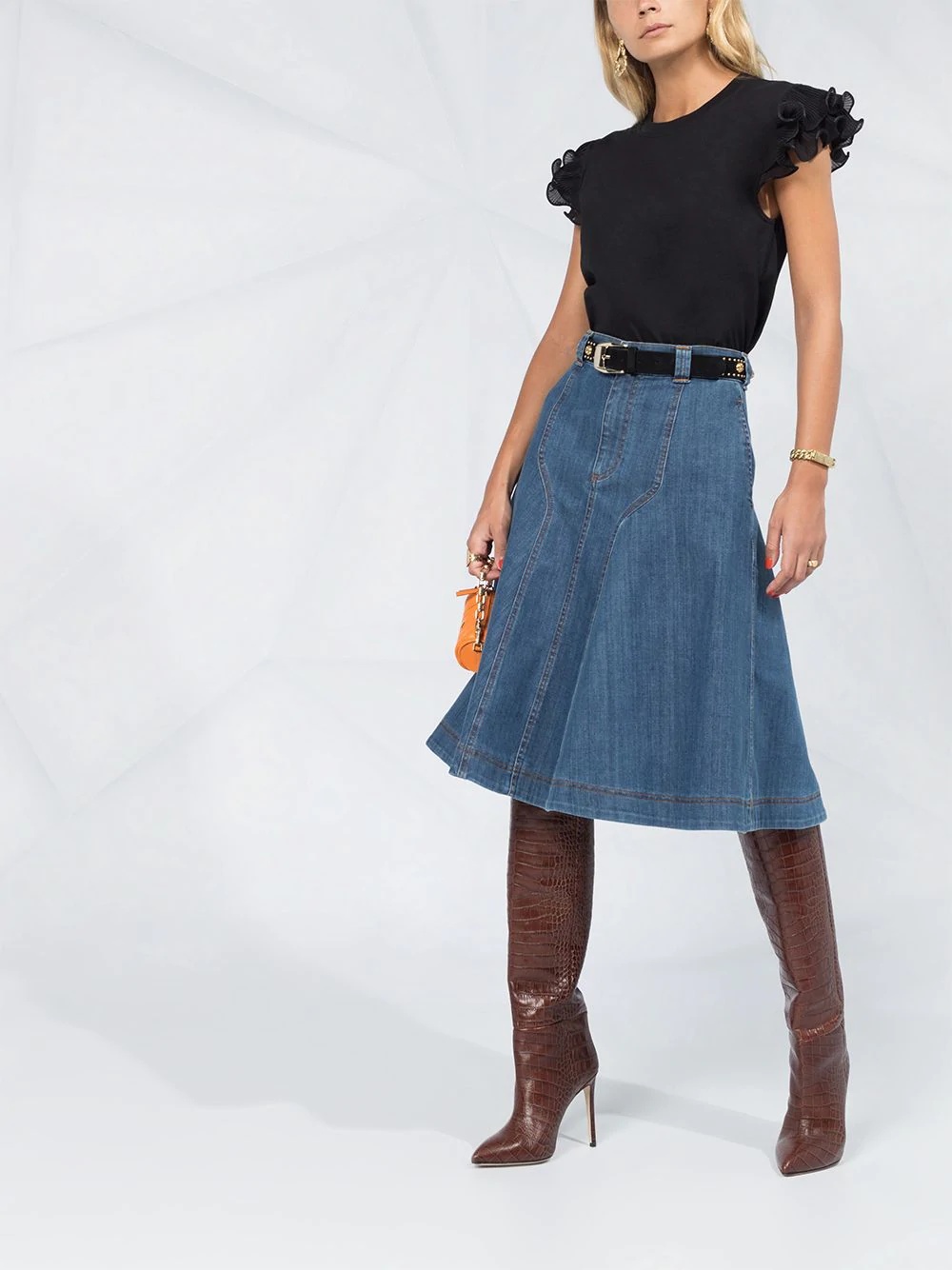 denim flared skirt - 2