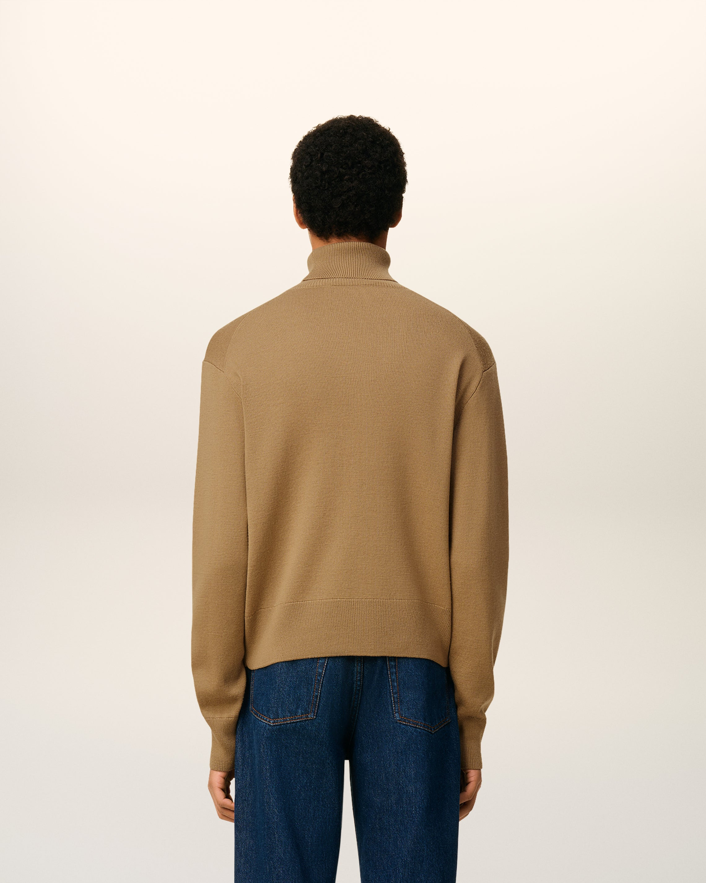 BROWN WOOL AMI DE COEUR TURTLE NECK SWEATER - 5