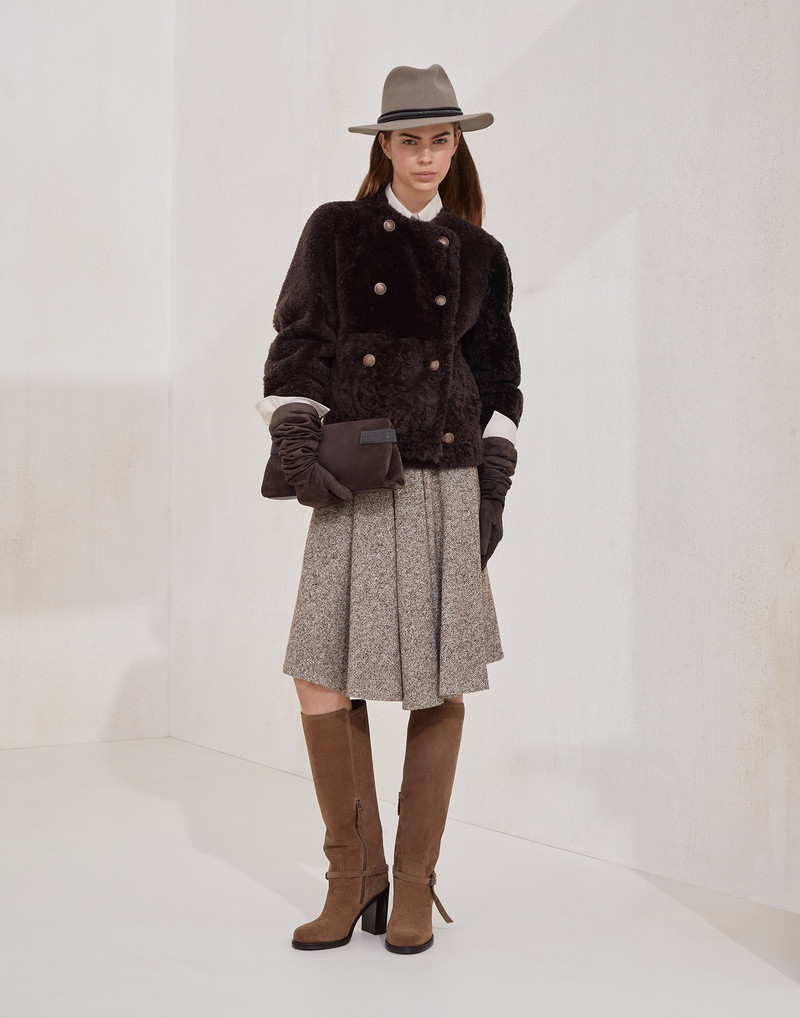 Fuzzy shearling reversible cropped pea coat 5