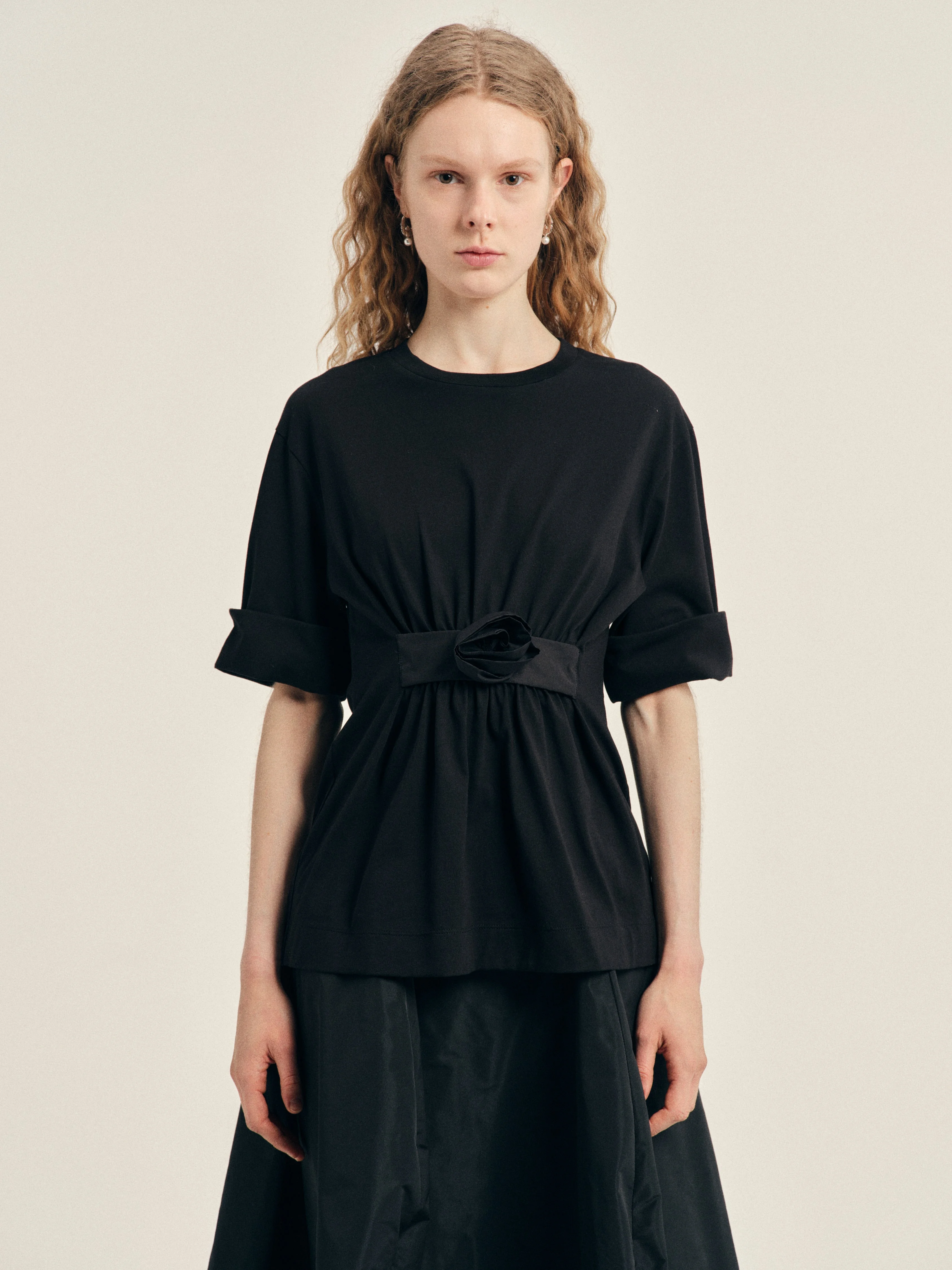 Gathered Rose Wire Sleeve Boy T-Shirt - 1