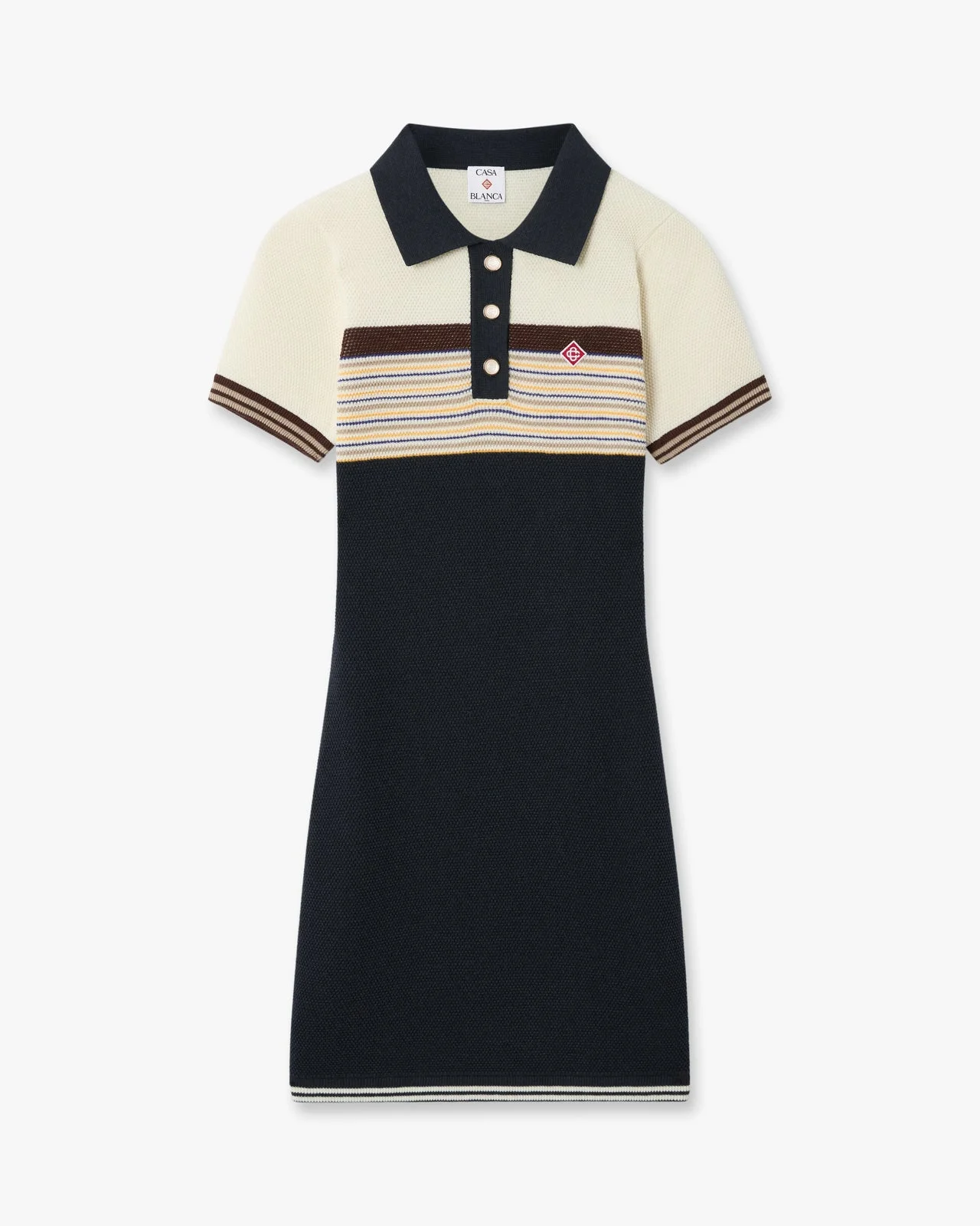 Café Culture Wool Stripe Polo Mini Dress - 1