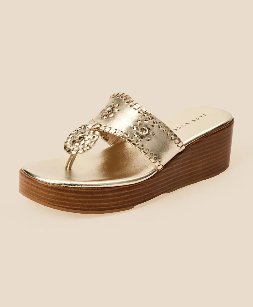 Jack Rogers Platinum Wedge Sandals - 1