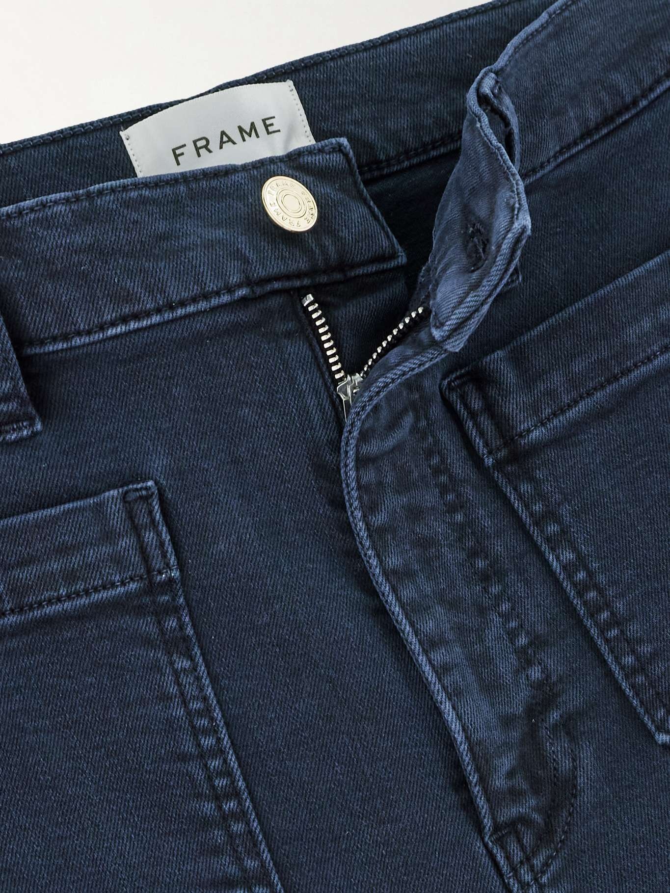 The Anchor frayed cropped high-rise wide-leg jeans Navy - 5