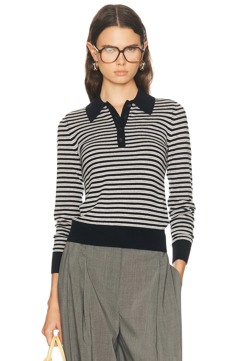 Prescott Stripe Polo Knit Top - 1