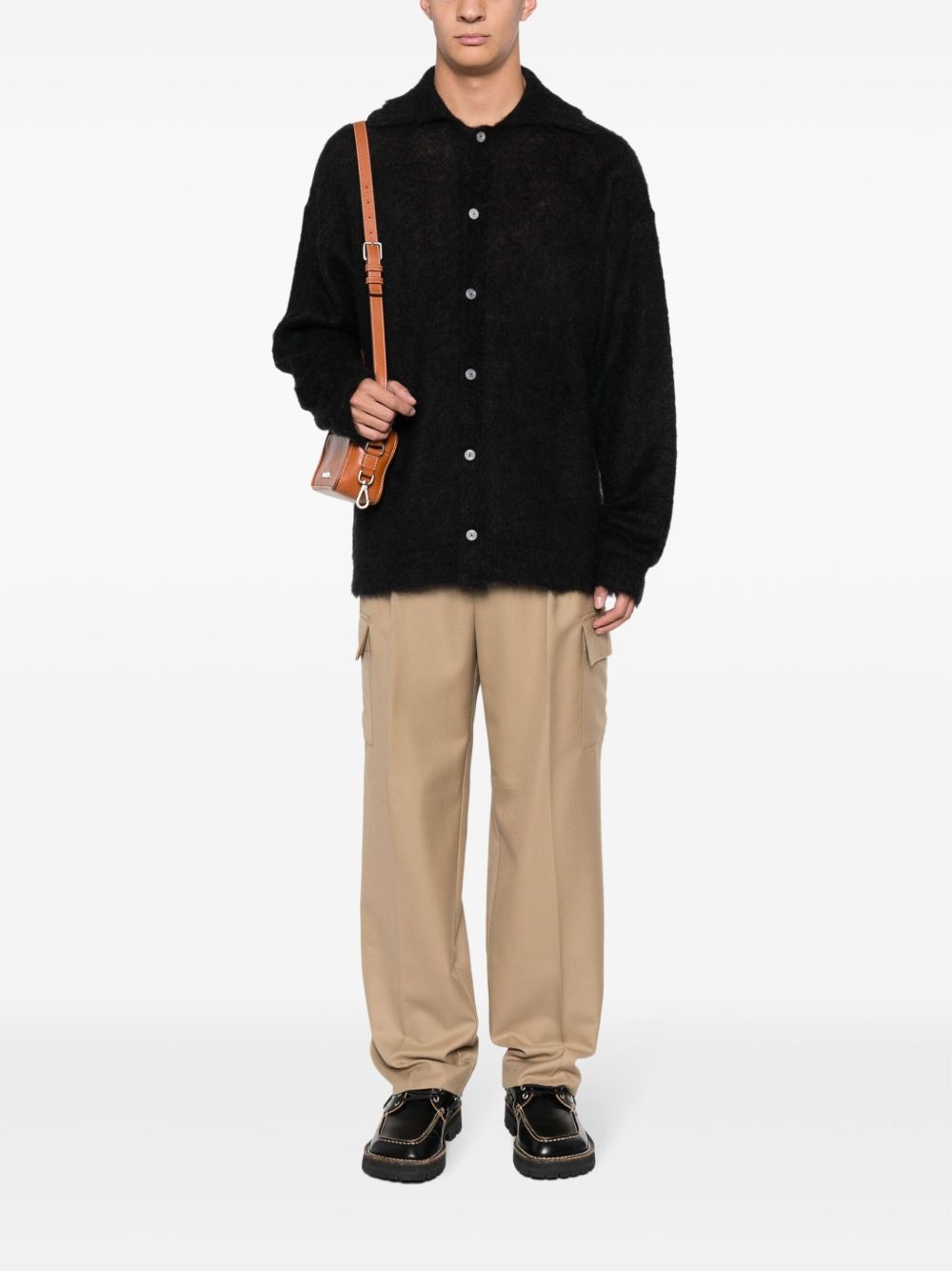 logo-patch buttoned cardigan - 2