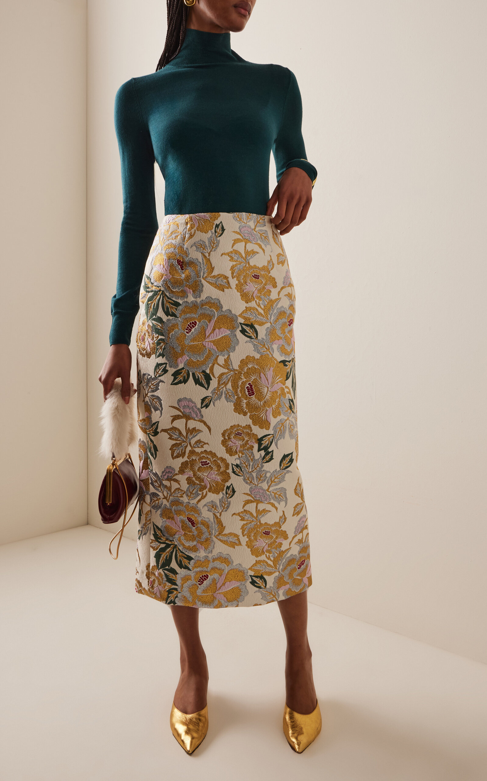 Floral Midi Skirt ivory - 2