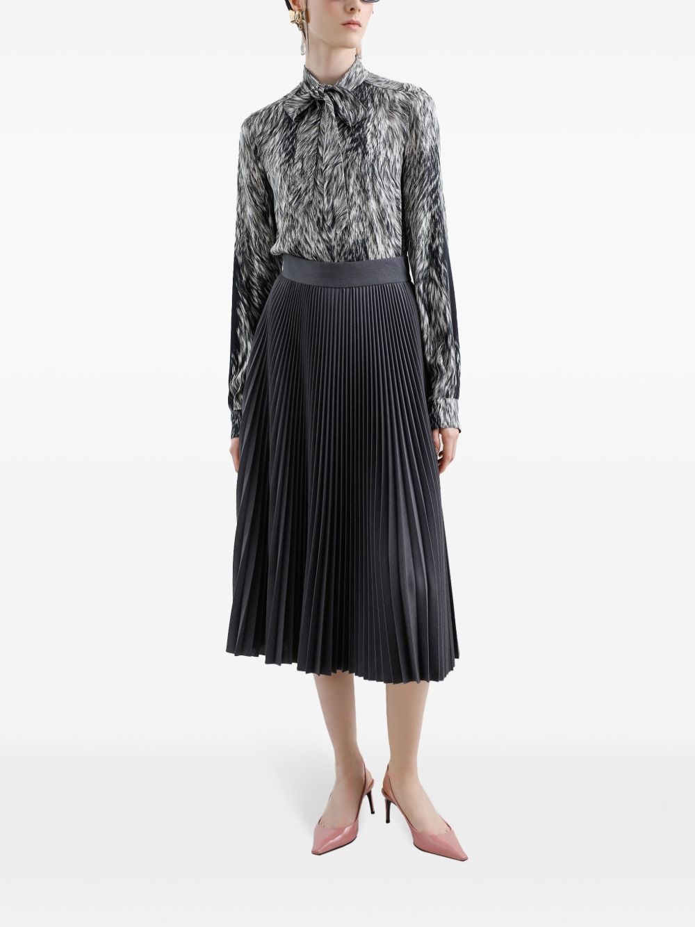 plissé-effect midi skirt - 2