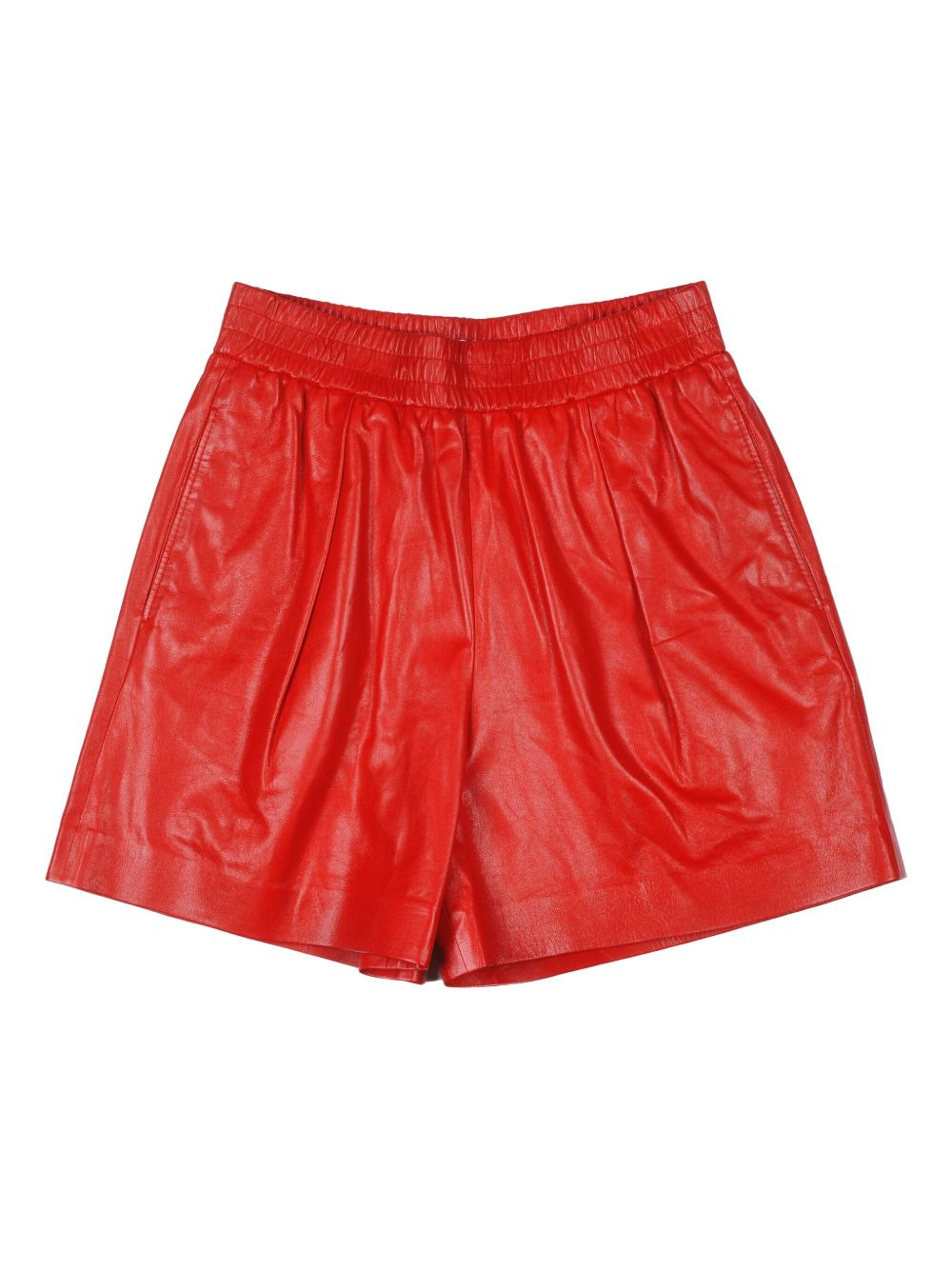 pleated leather shorts - 1